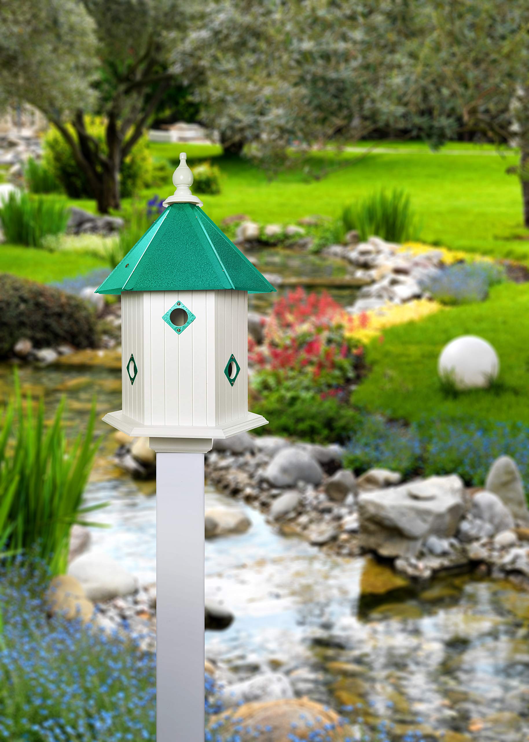 Handmade Magnolia Bird House with Beach Glass - Perfect for Garden Decoration & Outdoor Bird Watching