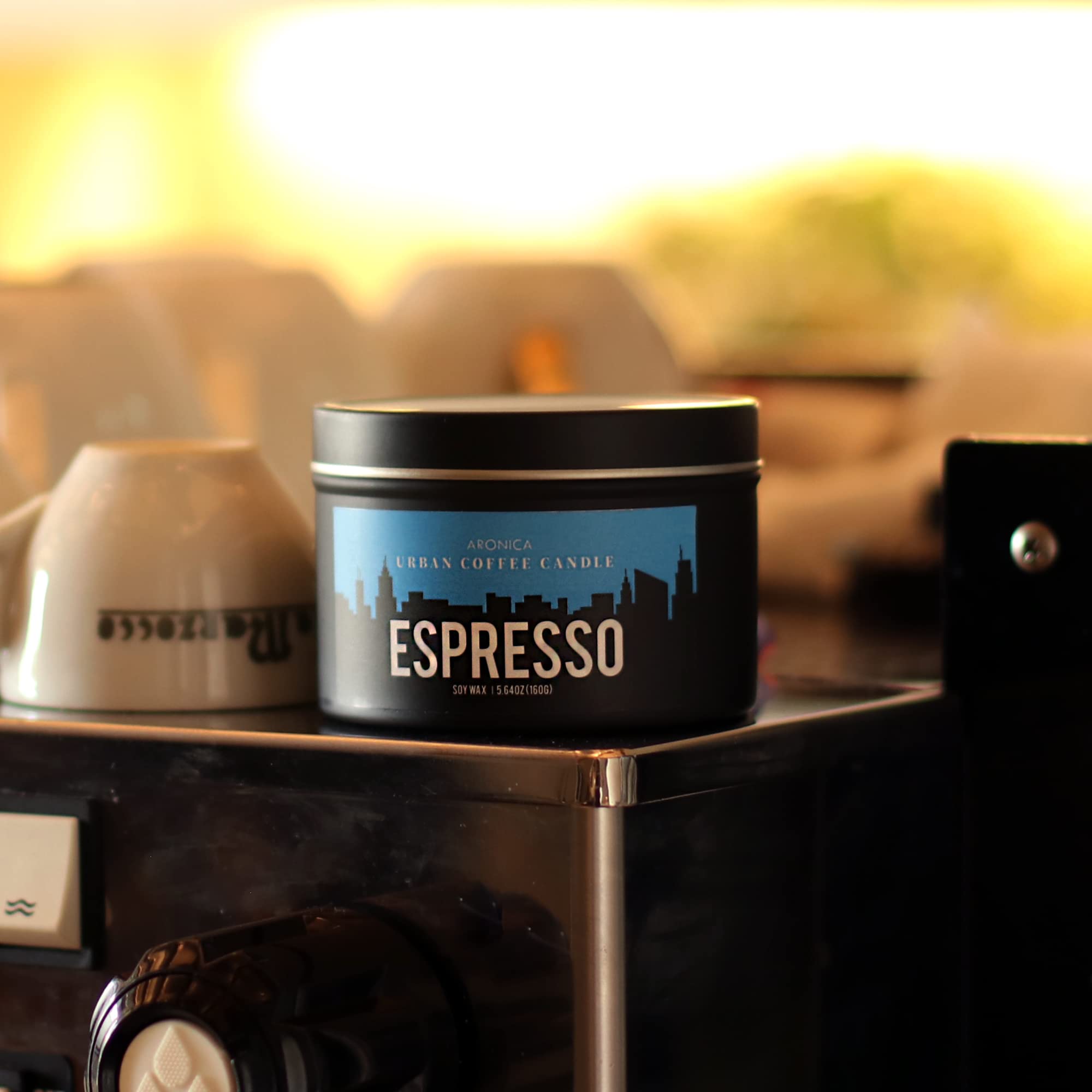 Aronica Espresso Coffee Scented Candle - Small Fall Home Decor & Kitchen Candle Set with Strong Ground Coffee Fragrance | Cozy Home Ambiance, Coffee Shop Vibe, Gift for Coffee Lovers