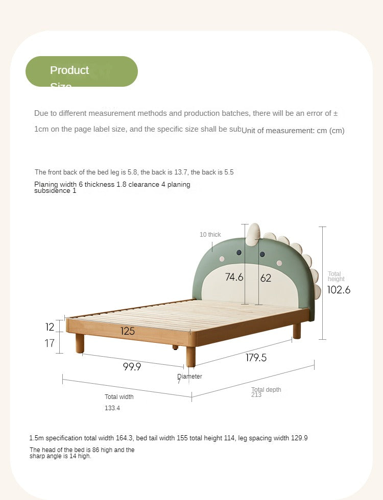 Organic Leather Kids Dinosaur Bed - Cartoon Themed Toddler Bed for Boys & Girls | Perfect for Nursery, Bedroom Decor and Playroom Fun