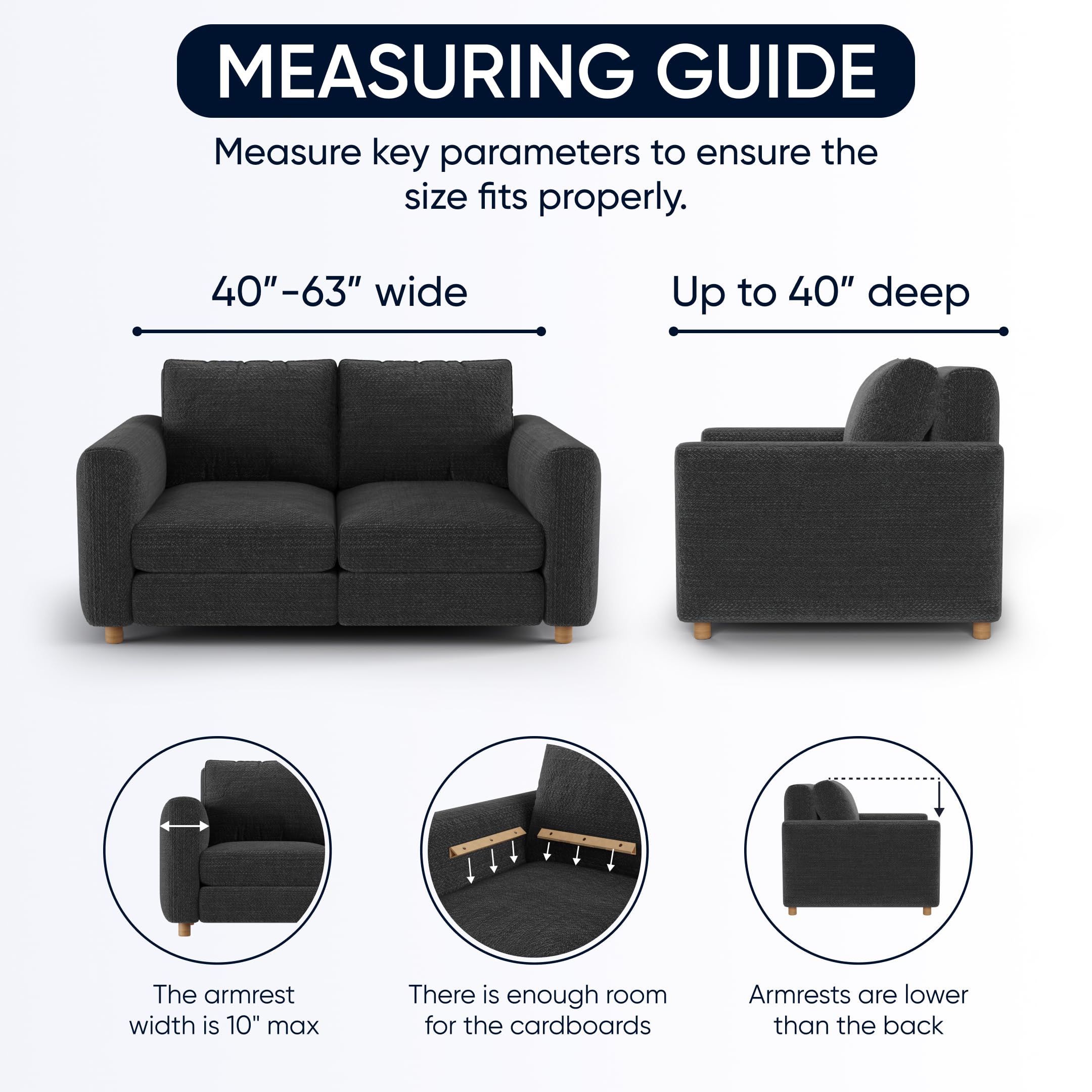 PAULATO BY GA.I.CO. Oversized Loveseat Slipcover - Stretch Sofa Cover for Couches & Chairs - 1-Piece Washable Microfiber Protector in Mossy Grey - Perfect for Living Room, Bedroom or Office Furniture Protection