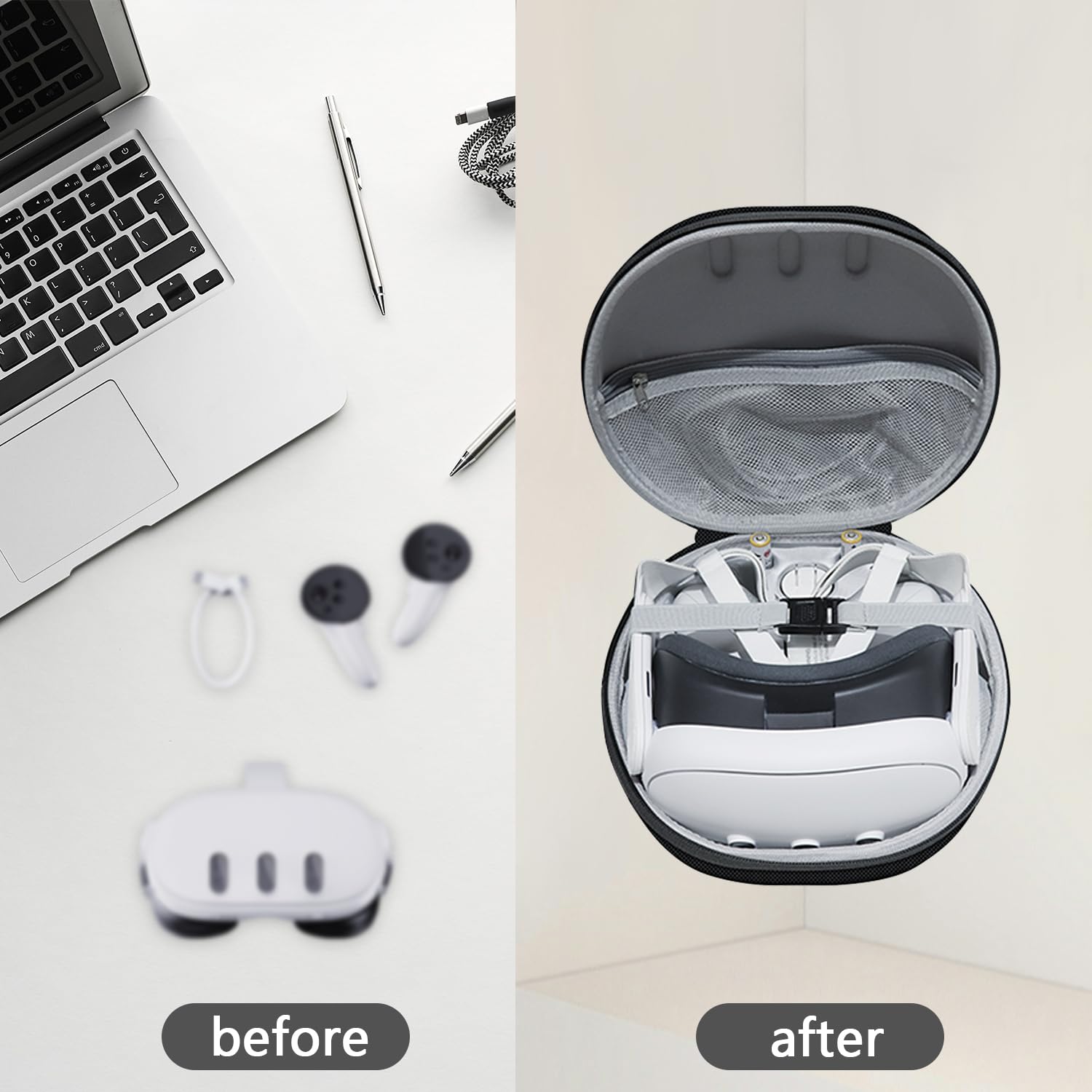 GXW Quest 3 VR Headset Case - Travel & Storage (Black)