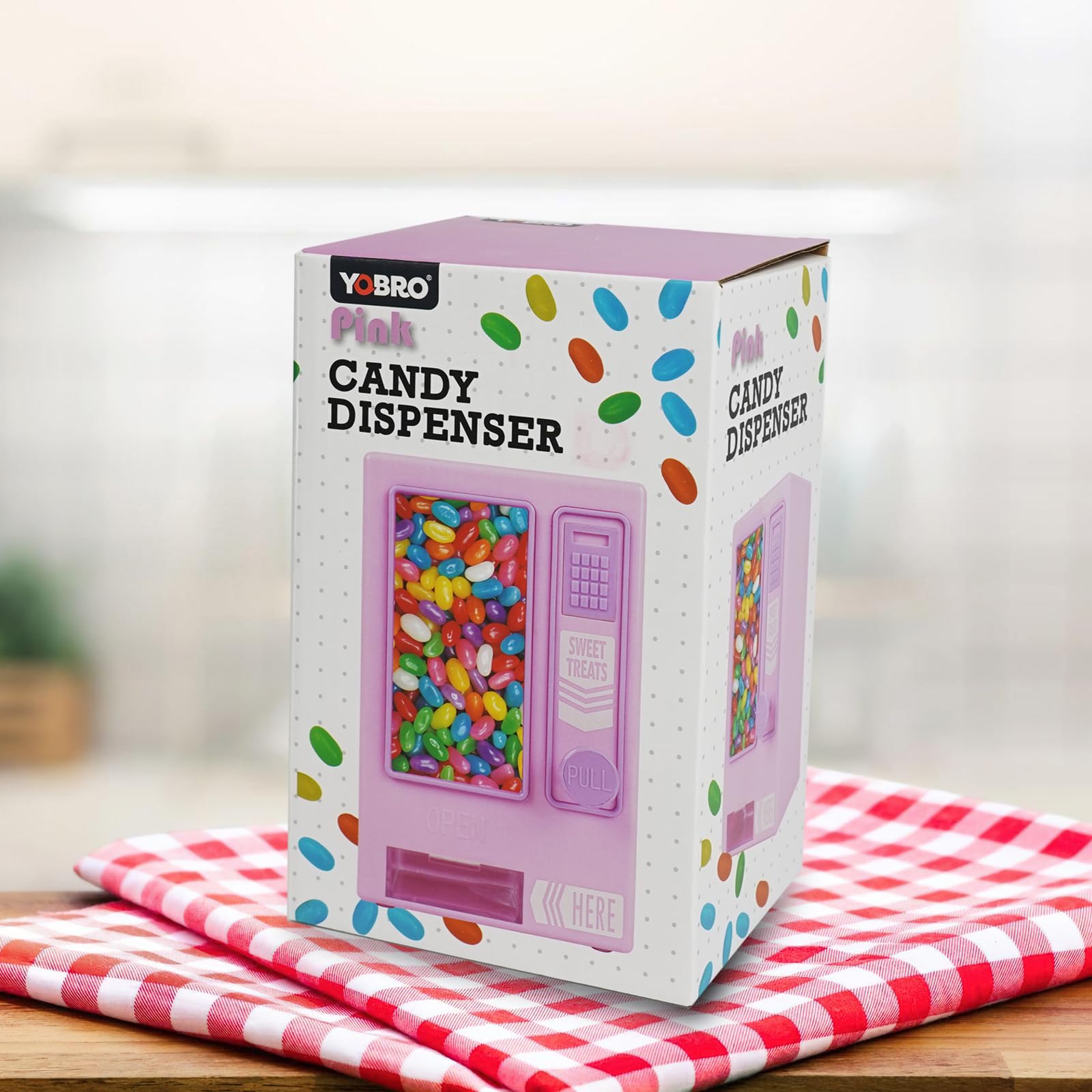 YOBRO Manual Candy Dispenser - Cute Desktop Vending Machine for Mini Candies | Perfect Birthday & Christmas Gift for Girls, Friends & Girlfriends | Fun for Office, Home Decor & Party Favors (Pink)
