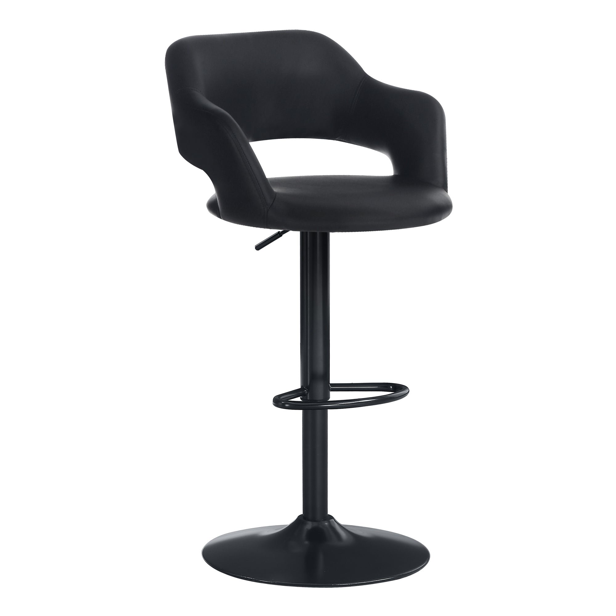 Black Metal Hydraulic Lift Bar Stool - Adjustable Height for Kitchen, Bar & Counter - Modern Home & Office Seating Solution