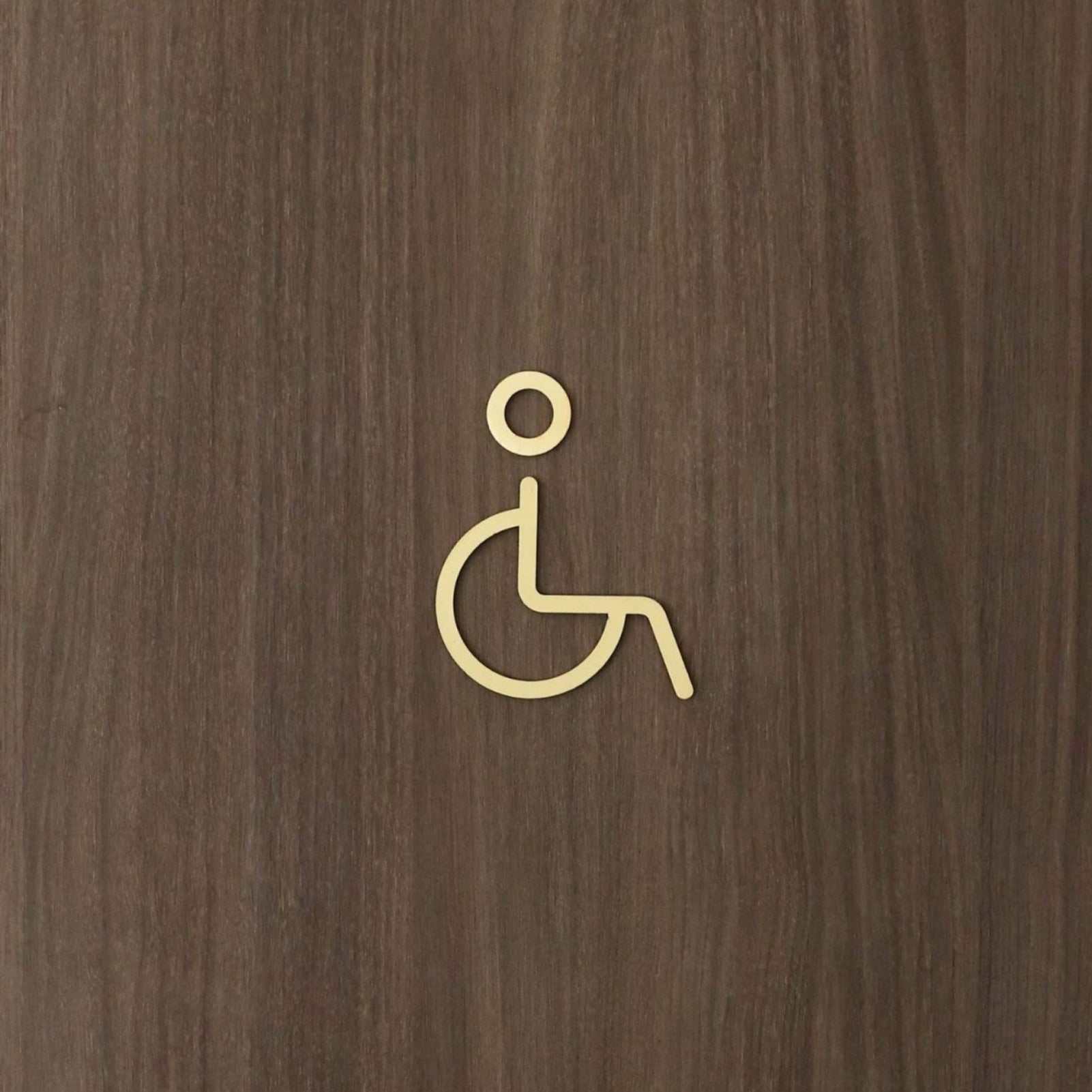 DESIGNSTUFF ADA Compliant Brushed Brass Restroom Sign - Durable & Stylish Bathroom Signage for Commercial & Public Spaces