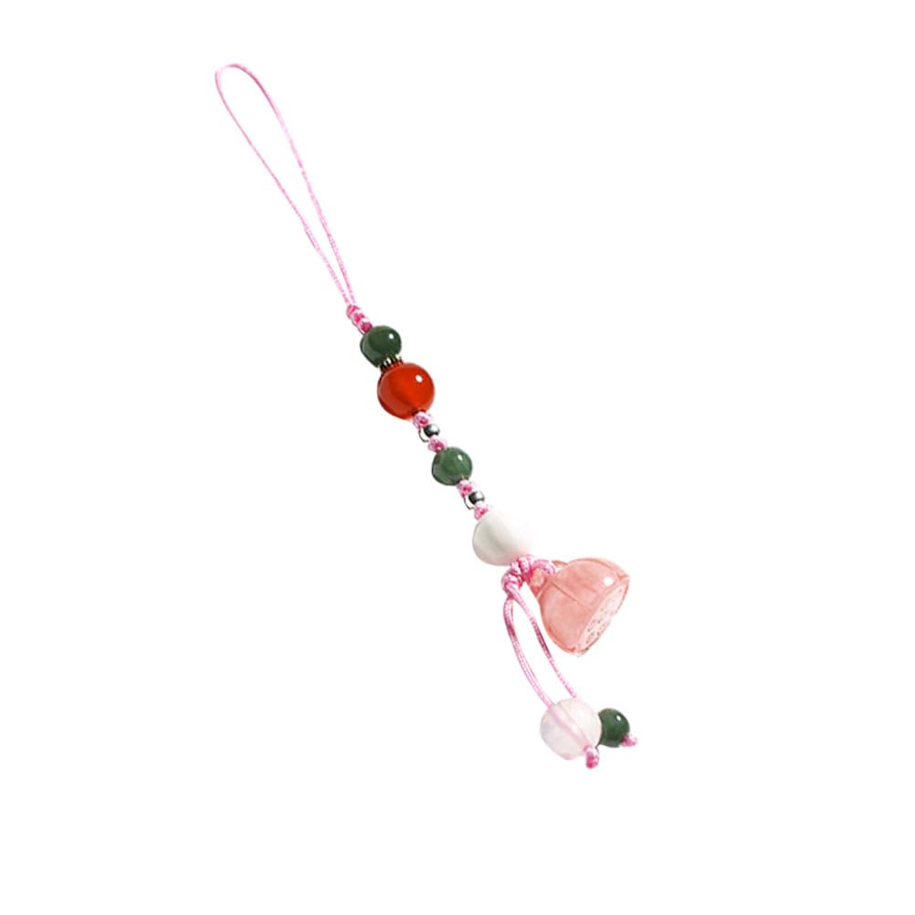 Jade Lotus Agate Phone Charm Strap - Decorative Mobile Phone Pendant Accessory for Cell Phone, Keychain, Car Keys, and Bag - Perfect for Everyday Use and Gift Giving