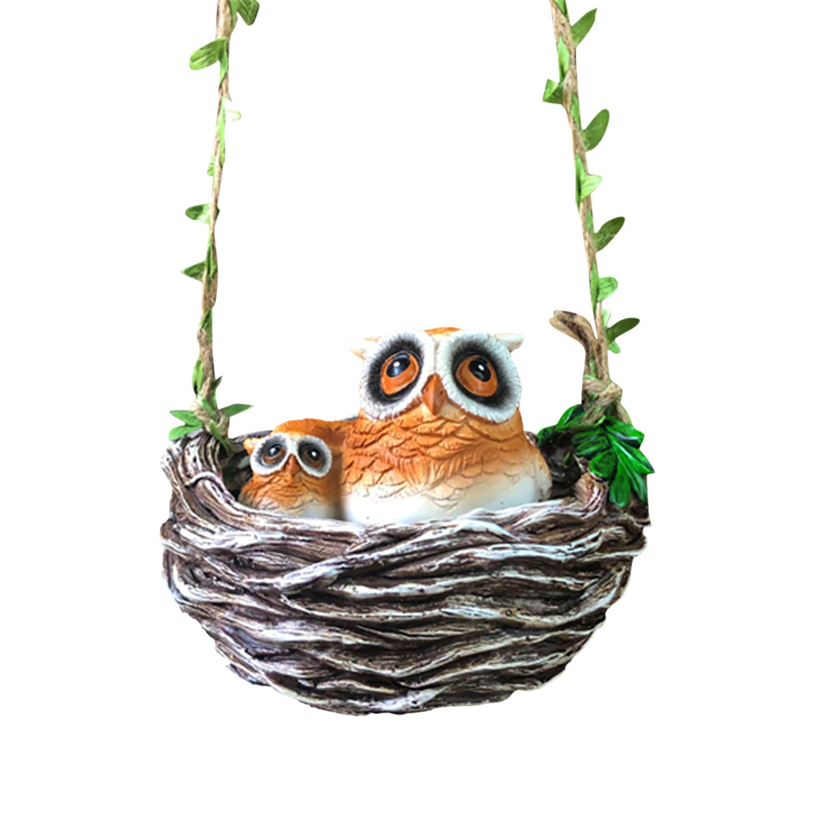 Handmade Resin Owl Sculpture Swing - Cute Hanging Decoration for Home, Garden & Landscape - Multicolor Dragon Figurine Statue | Perfect for Indoor Decor, Outdoor Patio & Feng Shui Gifts