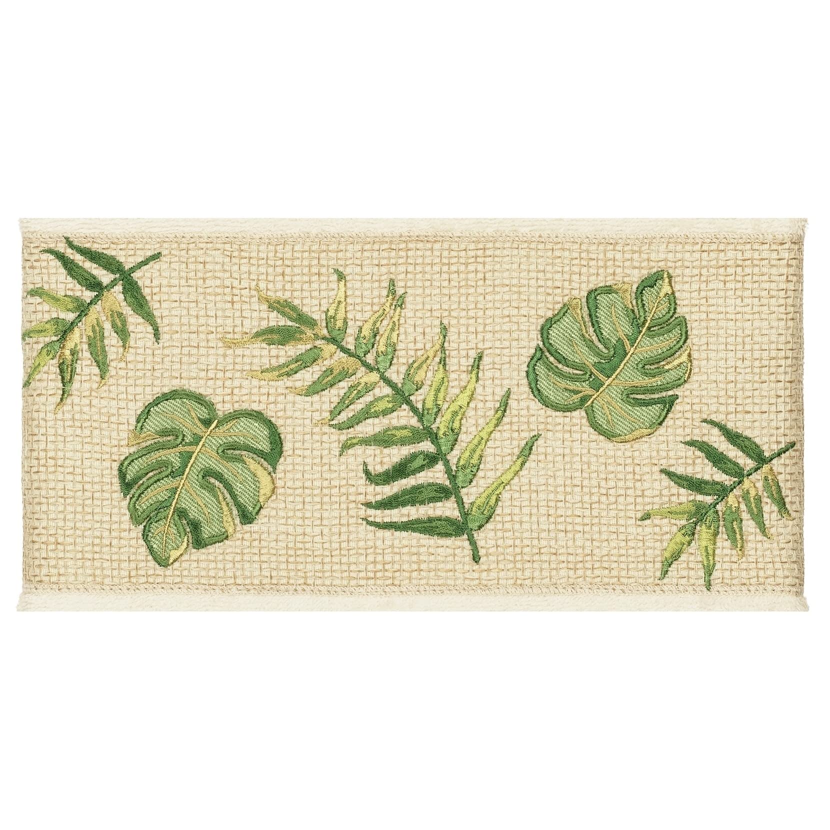 Premium Turkish Cotton Embroidered Palm Fronds 4-Piece Bath Towel Set - Soft & Absorbent for Spa, Beach & Luxury Home Decor