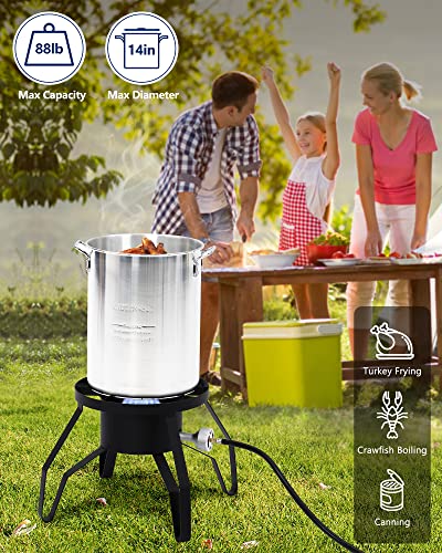 GARVEE 14 Single Burner Outdoor Propane Stove - High Heat Output Portable Gas Cooker for Home Brewing, Turkey Frying, Maple Syrup Preparation | Perfect for Camping, Tailgating & Backyard Cooking