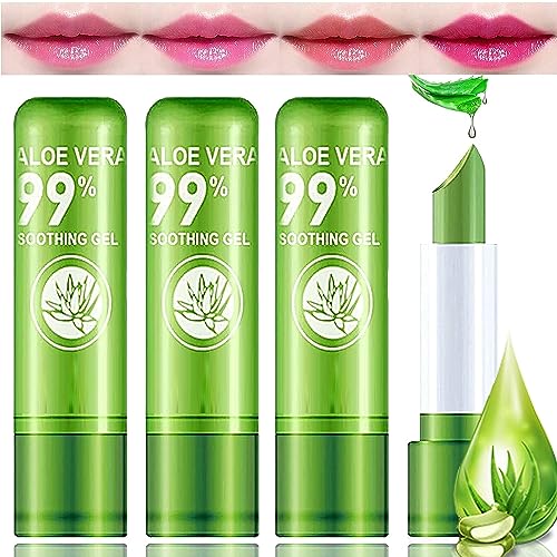 Slyko Magic Color Changing Lip Balm - 3 Pack Aloe Vera Moisturizing Lipstick for Dry Lips | Perfect for Daily Hydration, Gifts & Travel