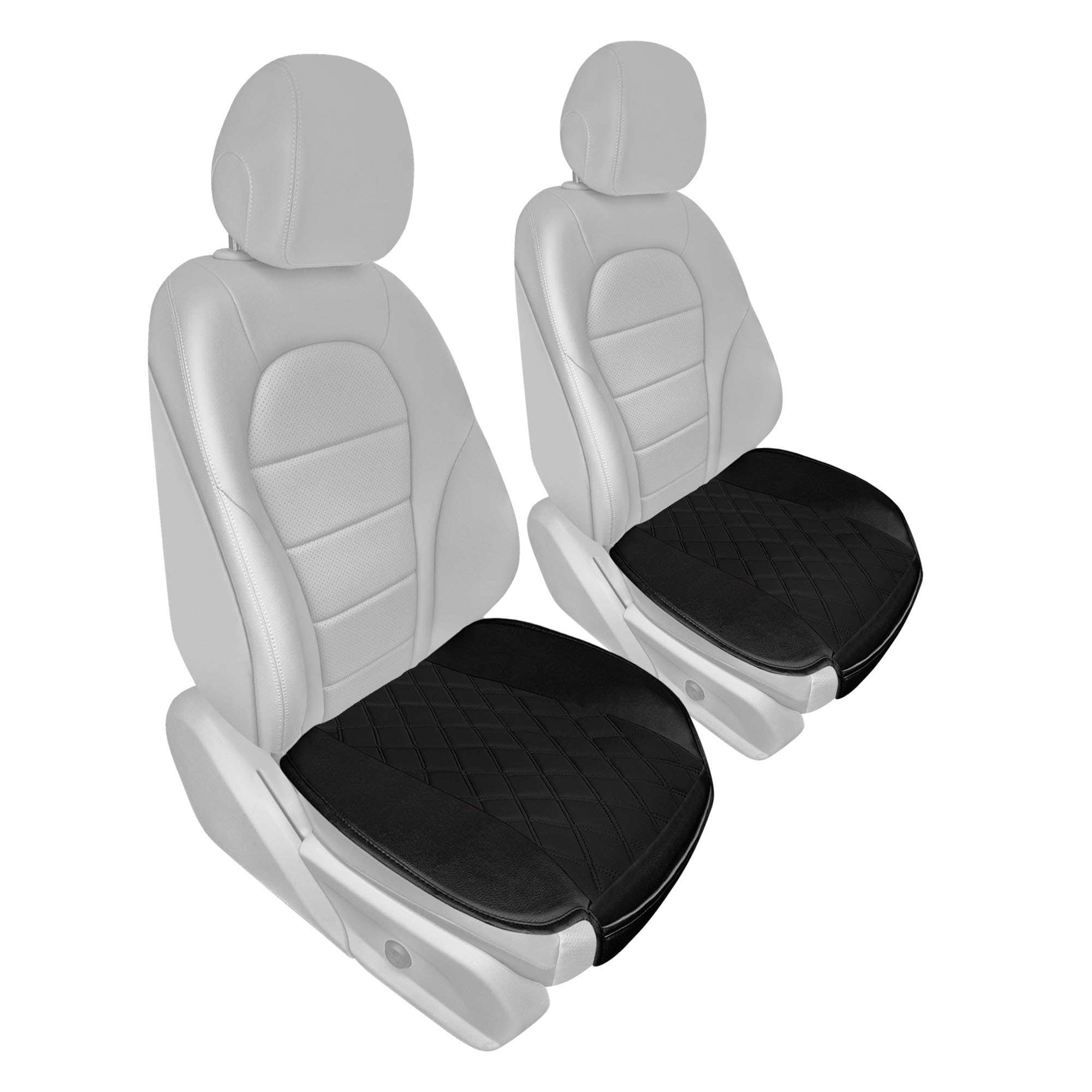 Premium Black Faux Leather Car Seat Covers - Universal Fit for Cars, Trucks & SUVs | NeoSupreme Cushion Pad with Front Pocket | Durable Interior Accessories (Pair Set) | Perfect for Daily Commute, Road Trips & Protecting Seats from Wear