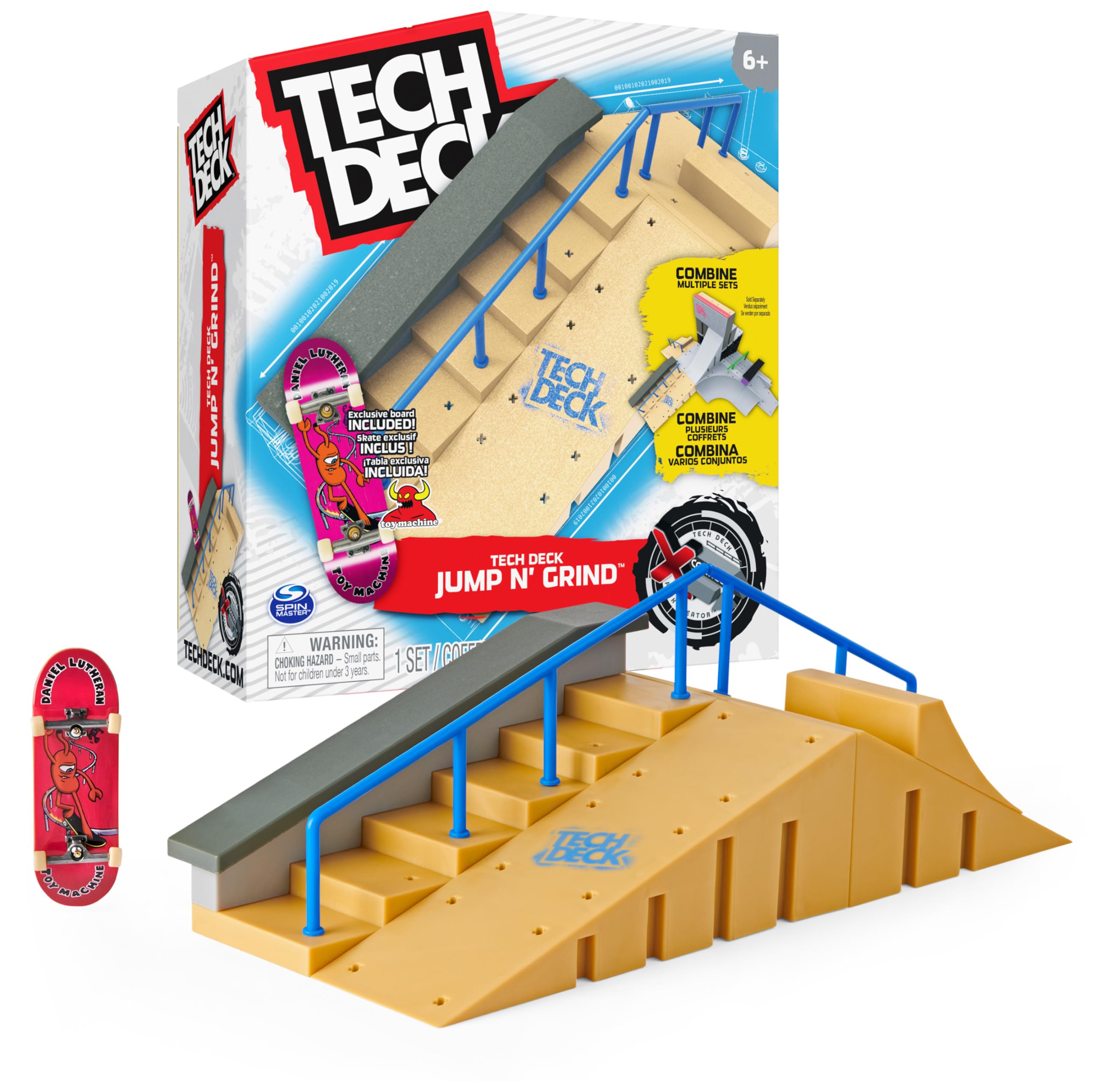 Tech Deck Jump N’ Grind X-Connect Park Creator - Customizable Buildable Skateboard Ramp Set with Exclusive Fingerboard - Perfect Kids Toy for Ages 6+ - Great for Indoor Play, Birthday Gifts & Skateboard Enthusiasts