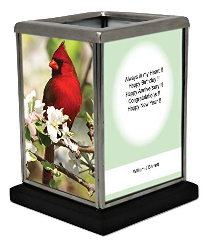 Custom Memorial Candle with Photo - Handcrafted Personalized Tea Light Holder - Always Remembered Candles with Custom Text & Picture (Cardinal Theme) - Perfect for Memorial Services, Sympathy Gifts & Home Decor