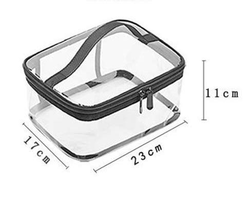 KHODIYAR Clear PVC Travel Toiletry Bag with Handle - Waterproof Cosmetic Organizer Pouch for Women - Perfect for Airplane Carry-on, Gym Essentials & Makeup Storage