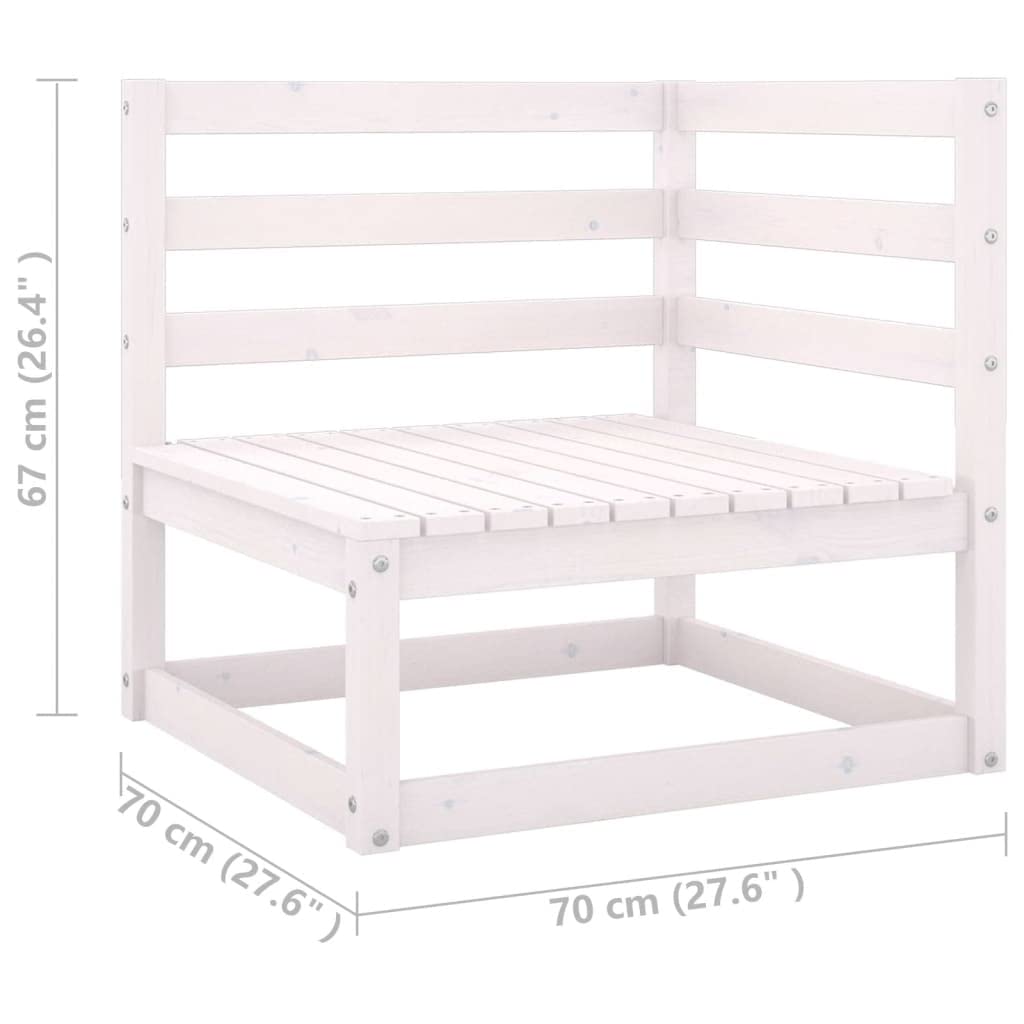 10-Piece vidaXL Patio Furniture Set - White Solid Pine Wood Outdoor Sectional Sofa with Cushions & Coffee Table - Perfect for Garden, Backyard, and Poolside Relaxation