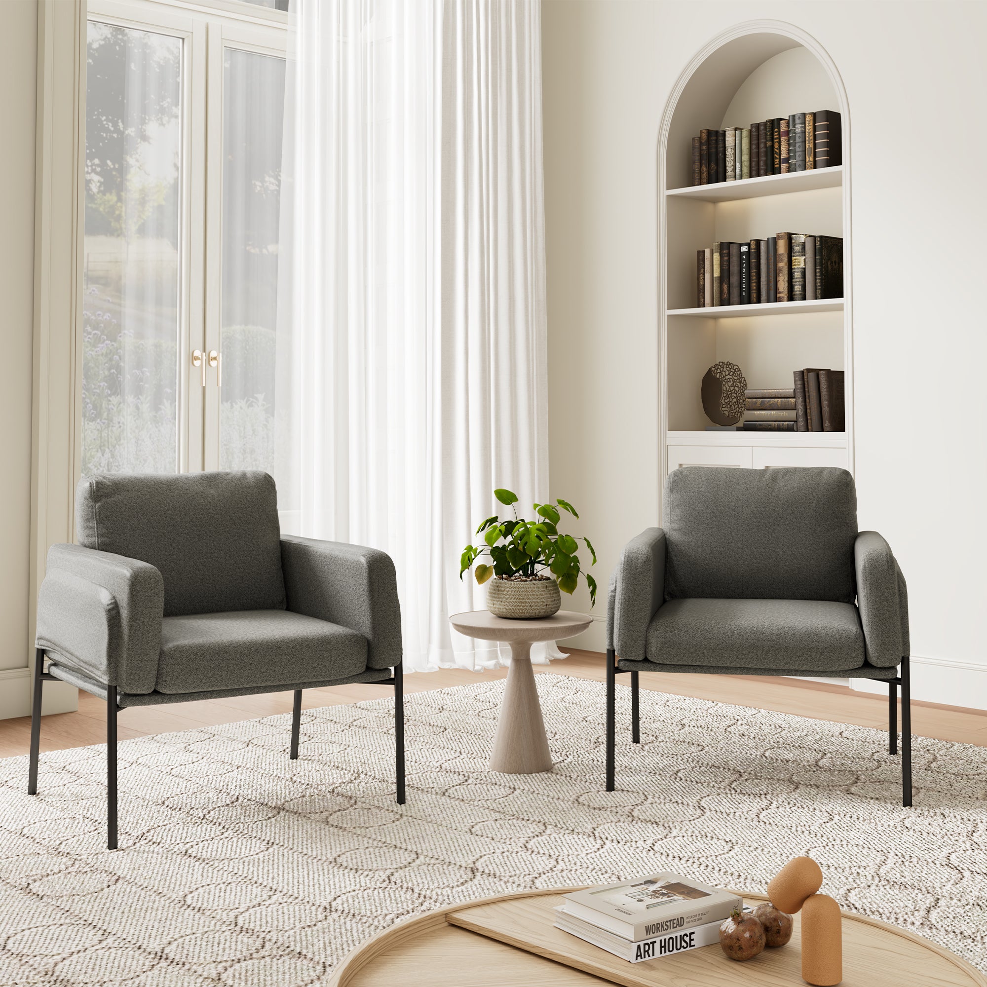 Weston Ant Fabric Lounge Chair - Dark Khaki - Comfortable Modern Accent Chair for Living Room, Bedroom, or Office