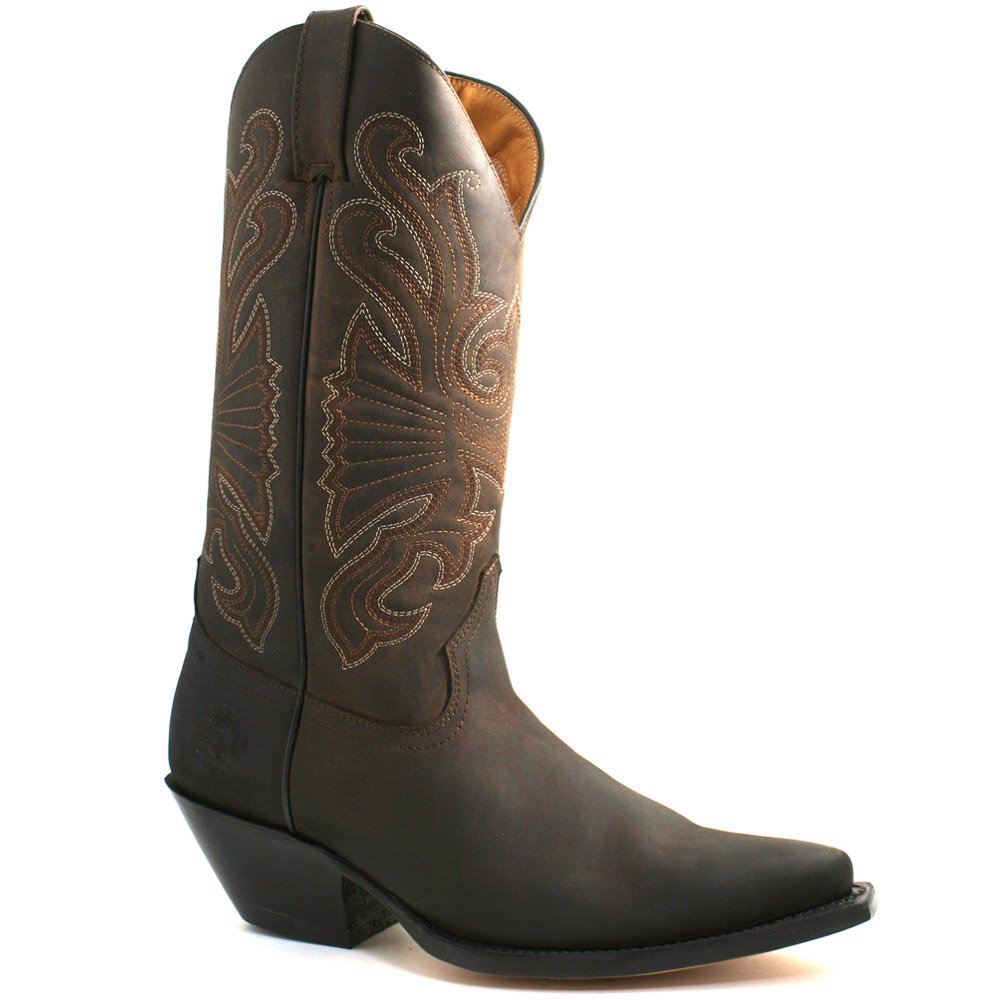 Premium Buffalo Brown Men's Cowboy Boots - Durable Leather Work Boots for Western Riding, Country Style & Outdoor Adventures