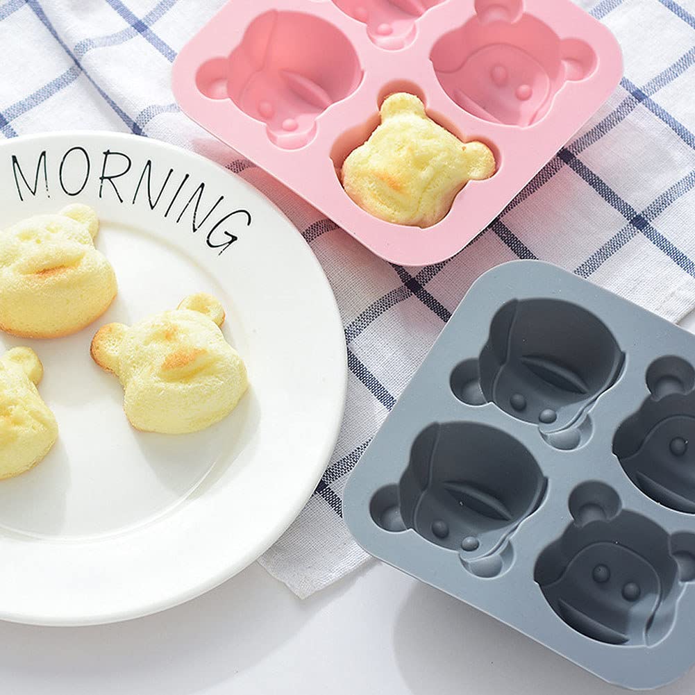 4 Pack Silicone Monkey Soap Molds - Non-Stick Animal Jello & Chocolate Candy Molds for DIY Baking, Cakes, Cookies, Ice Cubes, Fondant, Pudding (Perfect for Kids Birthday Parties & Holiday Treats)