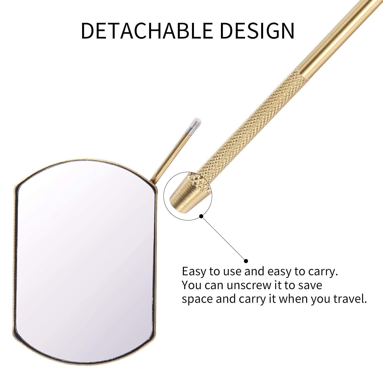 60mm Extra Large Lash Mirror for Eyelash Extensions - Detachable Stainless Steel Makeup Mirror with Stand (Gold) - Perfect for Professional Lash Artists & Home Beauty Routines
