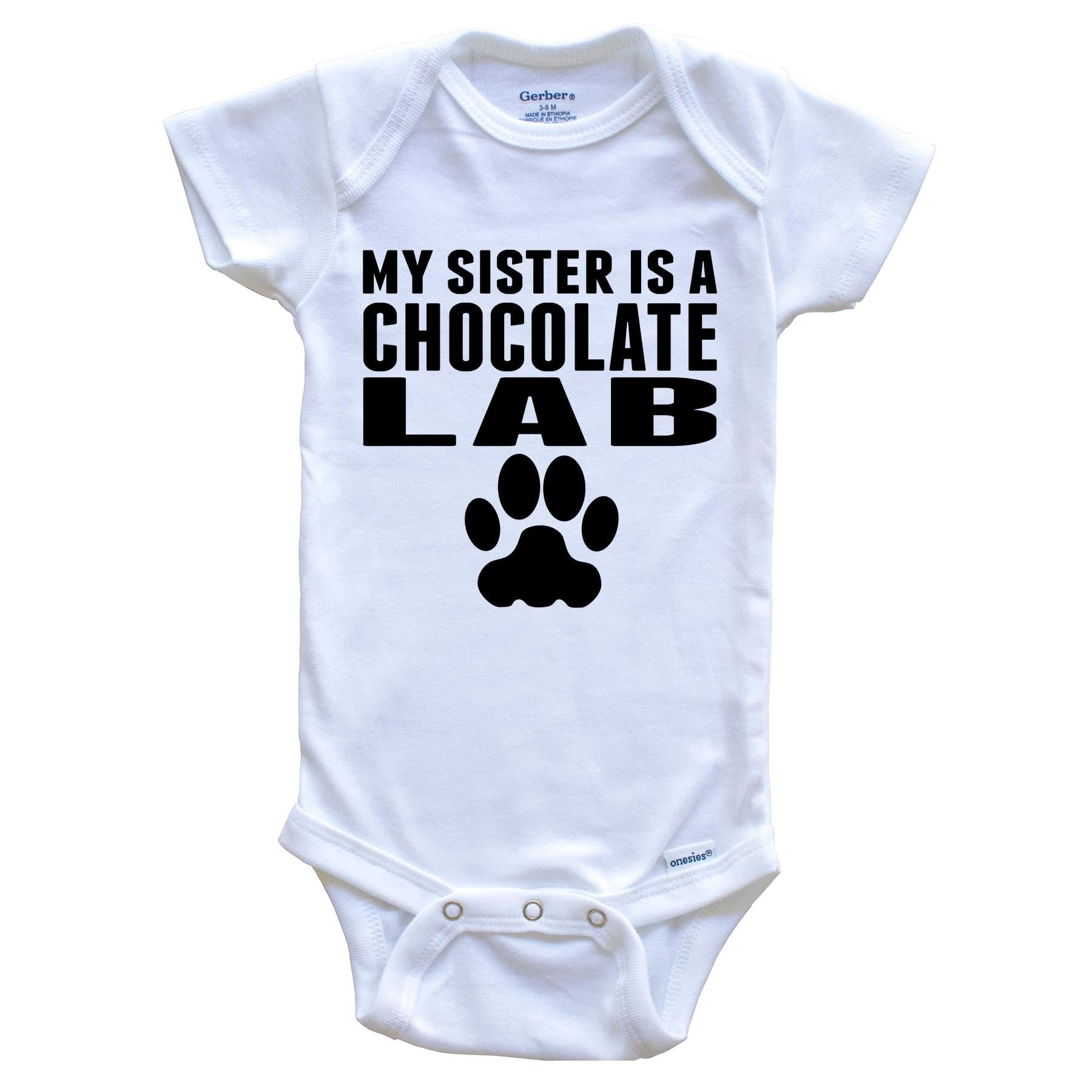 My Sister is A Chocolate Lab One Piece Baby Bodysuit - Adorable Dog Print Infant Romper for Boys & Girls | Perfect for Family Photos, Playdates & Special Occasions