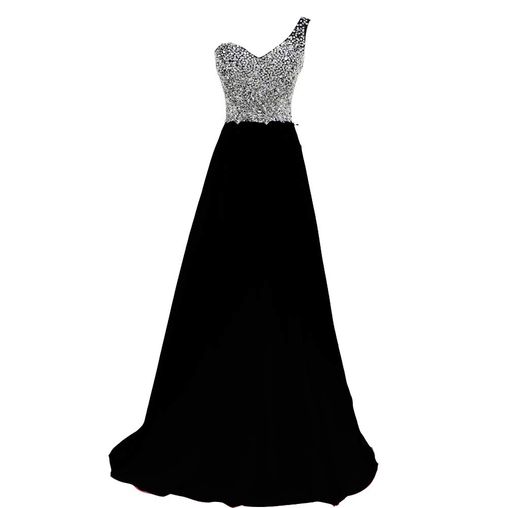 Lemai Women's Formal Beaded Gradient Black Ombre Chiffon Long Prom Evening Dress for Special Occasions, Parties & Gala Events
