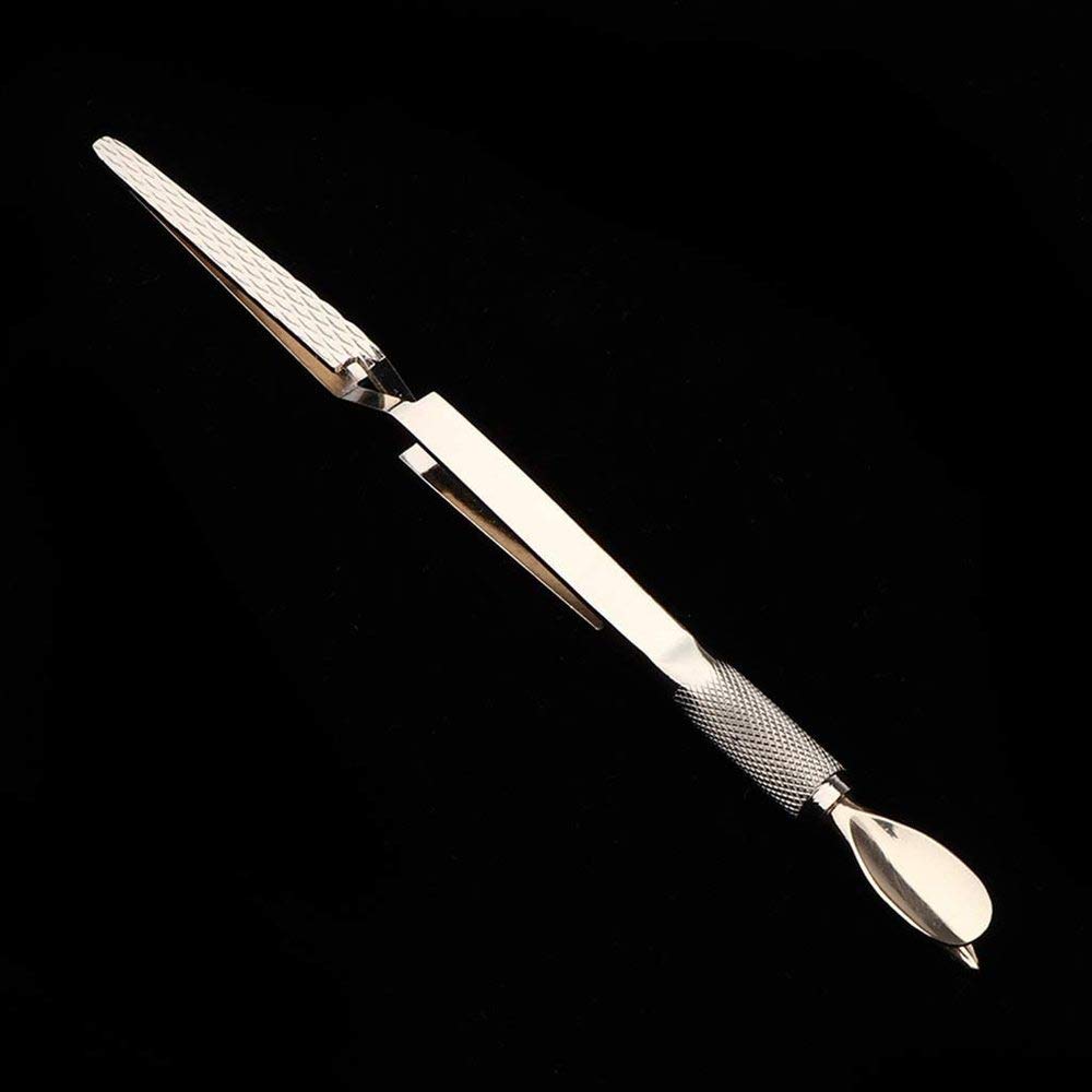 Premium Stainless Steel C-Curve Nail Pinching Tool for Gel, Crystal & Acrylic Nails - Professional Cuticle Cleaner & Polish Remover - 18x1cm Gold Nail Art Essential for Salon & Home Manicures