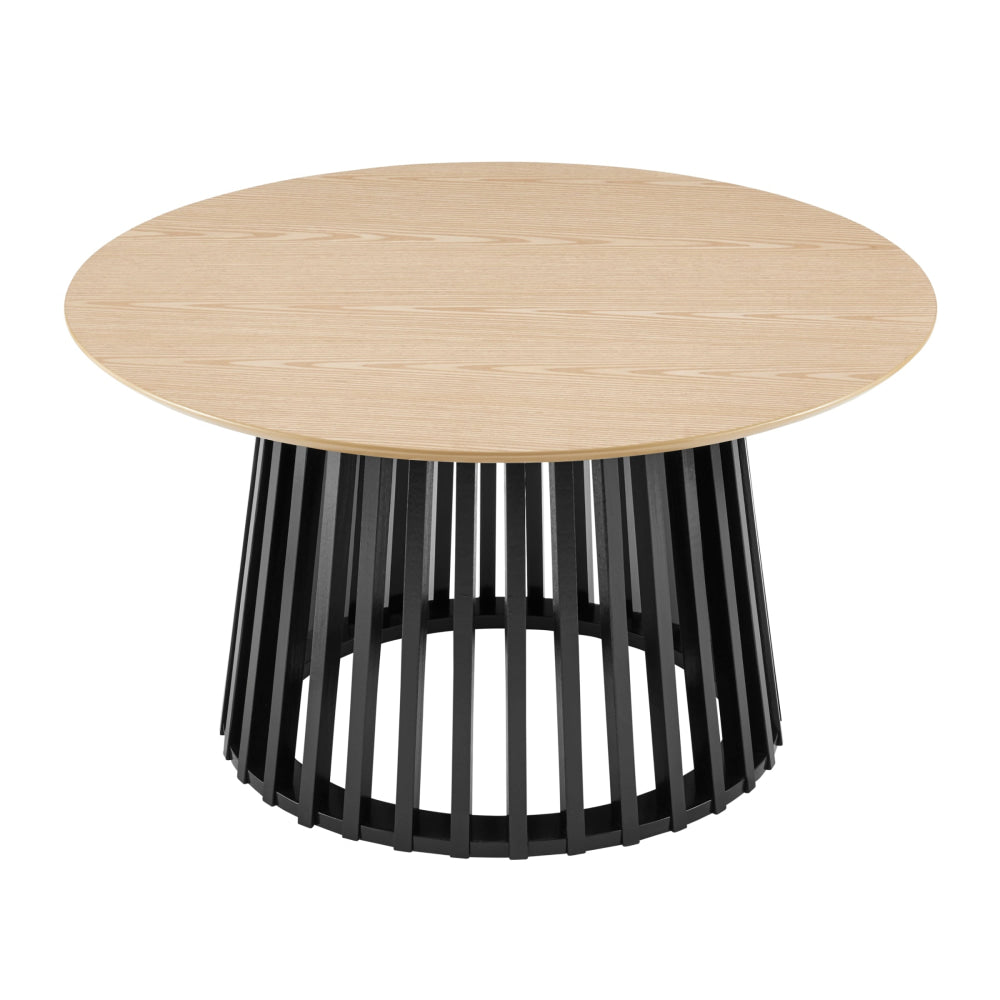 Calandra Classic Round Coffee Table 90cm - Black & Oak Finish - Perfect for Living Room, Lounge, or Office Decor