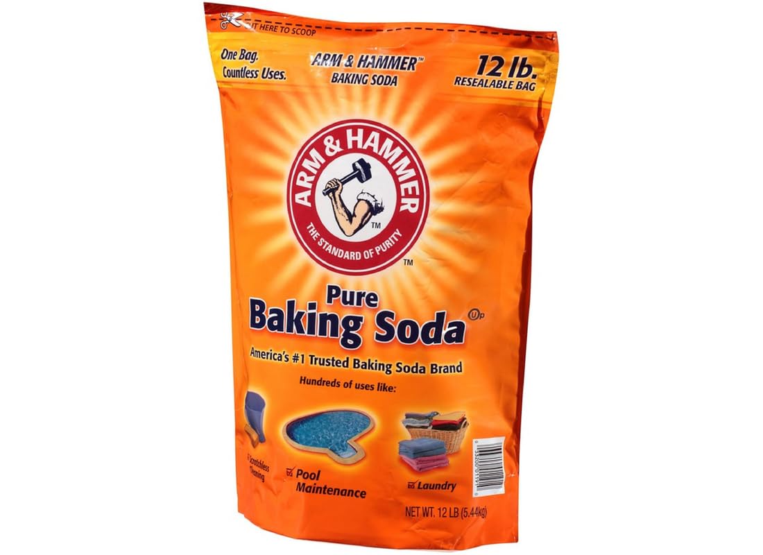 Arm & Hammer Baking Soda, 12 Pound Bulk Size - Natural Deodorizer & Cleaning Agent for Kitchen, Refrigerator, Laundry & Household Use