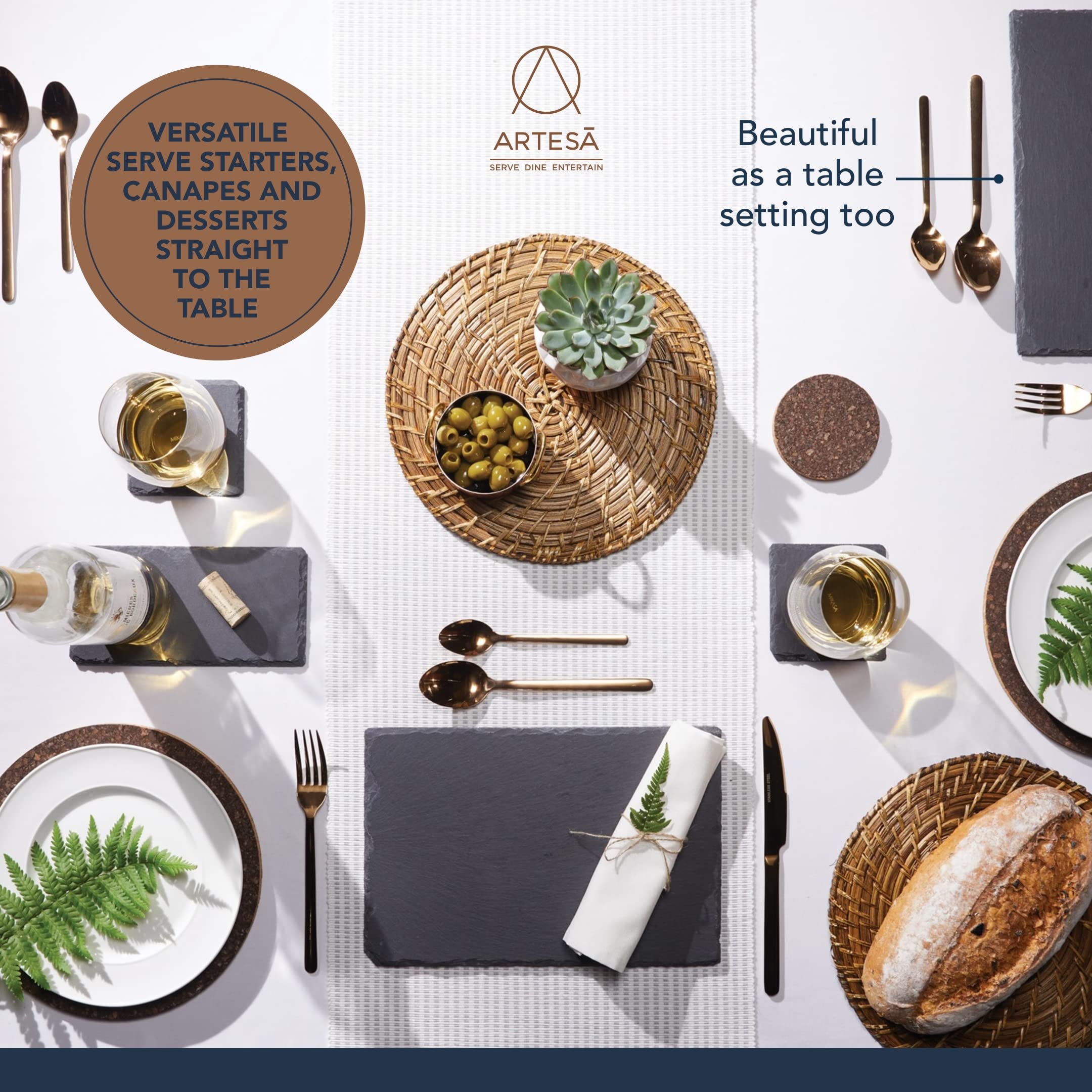 Premium Slate Placemats Set of 4 - Elegant Stone Textured Table Mats for Dining, Kitchen, and Home Decor - Perfect for Dinner Parties, Holiday Gatherings & Everyday Use