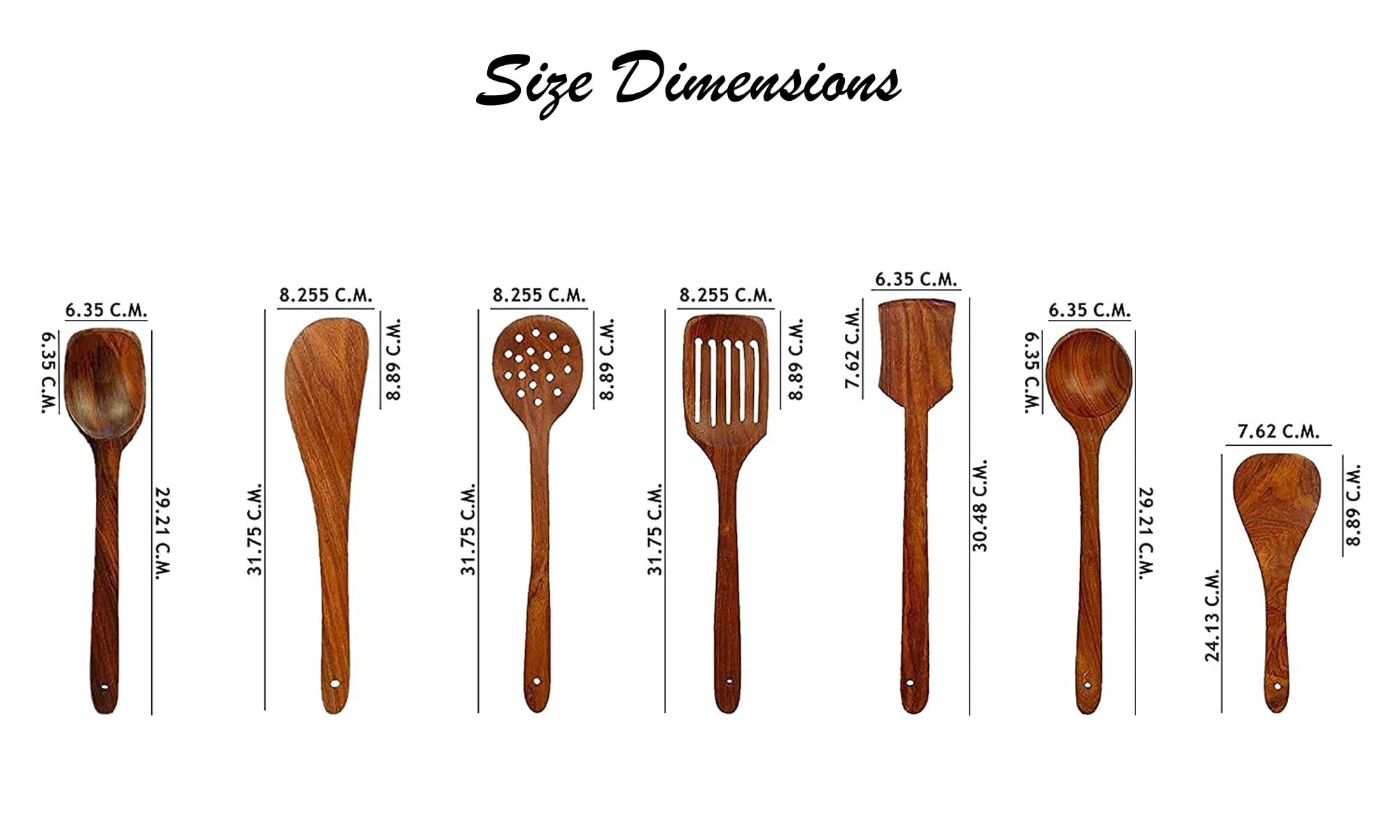 CRAFTCASTLE 7-Piece Sheesham Wooden Serving & Cooking Spoon Set - Natural Brown Kitchen Utensils for Cooking, Serving & Dining - Perfect for Home, Restaurants & Gifting