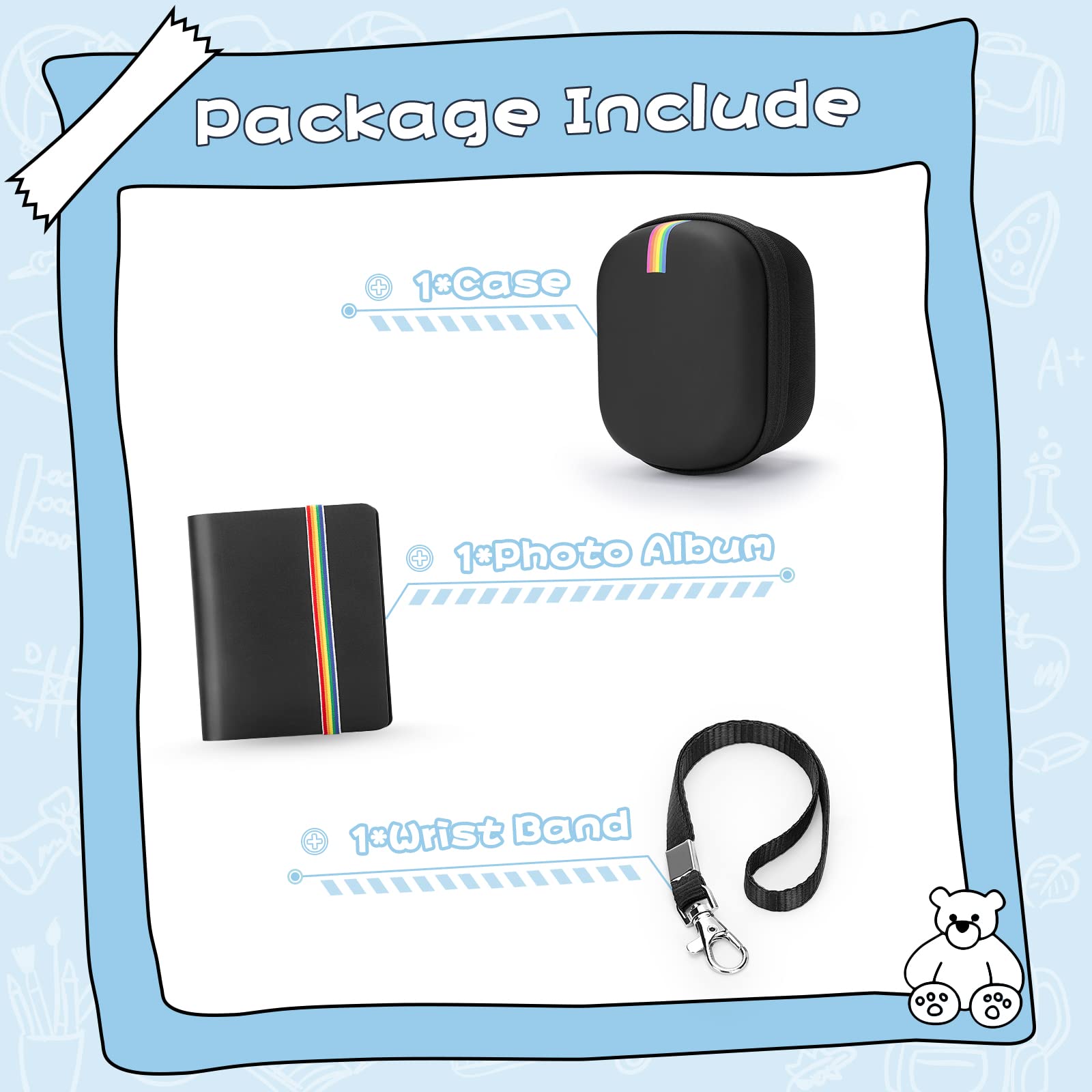 **Yinke Polaroid Go 9035/9071/9070 Instant Camera Hard Protective Case with Photo Album - Travel Bag Cover for Kids, Christmas & Birthday Gifts (Black) - Perfect for Travel, Parties & Everyday Use**
