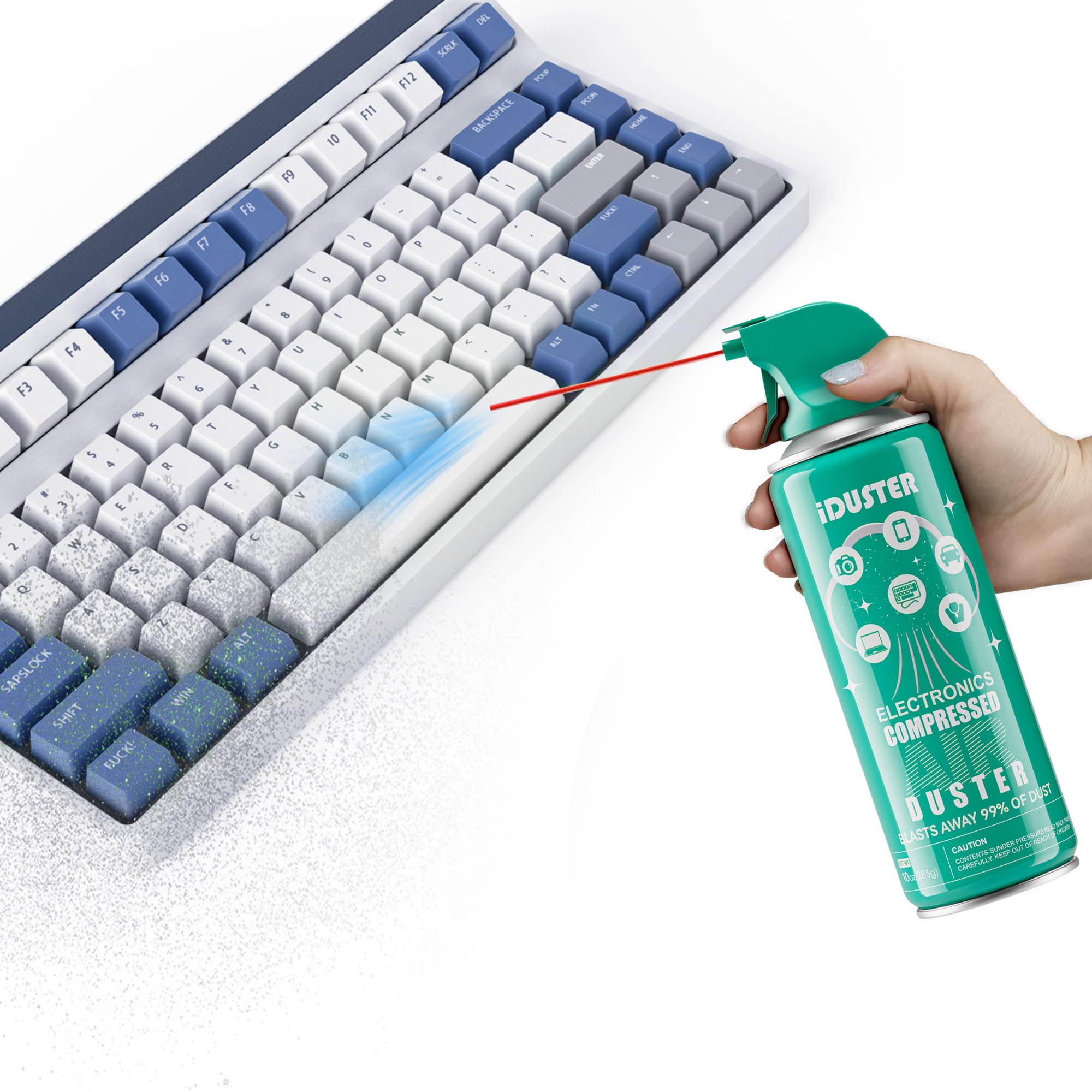 iDuster Compressed Air Duster Cleaner - 3 Pack Keyboard & Electronics Cleaner for Dust, Hair, Crumbs - Safe for Laptops, Computers, Jewelry & Cameras | Perfect for Office, Home & Workshop Cleaning