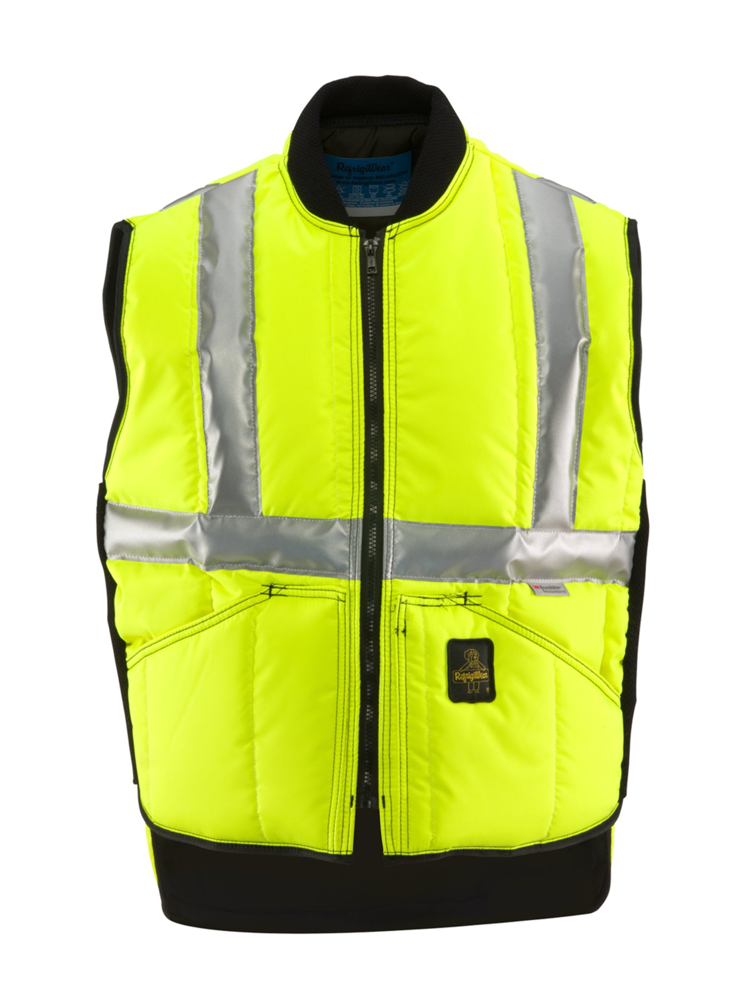 RefrigiWear Insulated Iron-Tuff HiVis Safety Vest - ANSI Class 2 High Visibility Work Vest with Reflective Tape for Construction, Road Work & Winter Outdoor Jobs