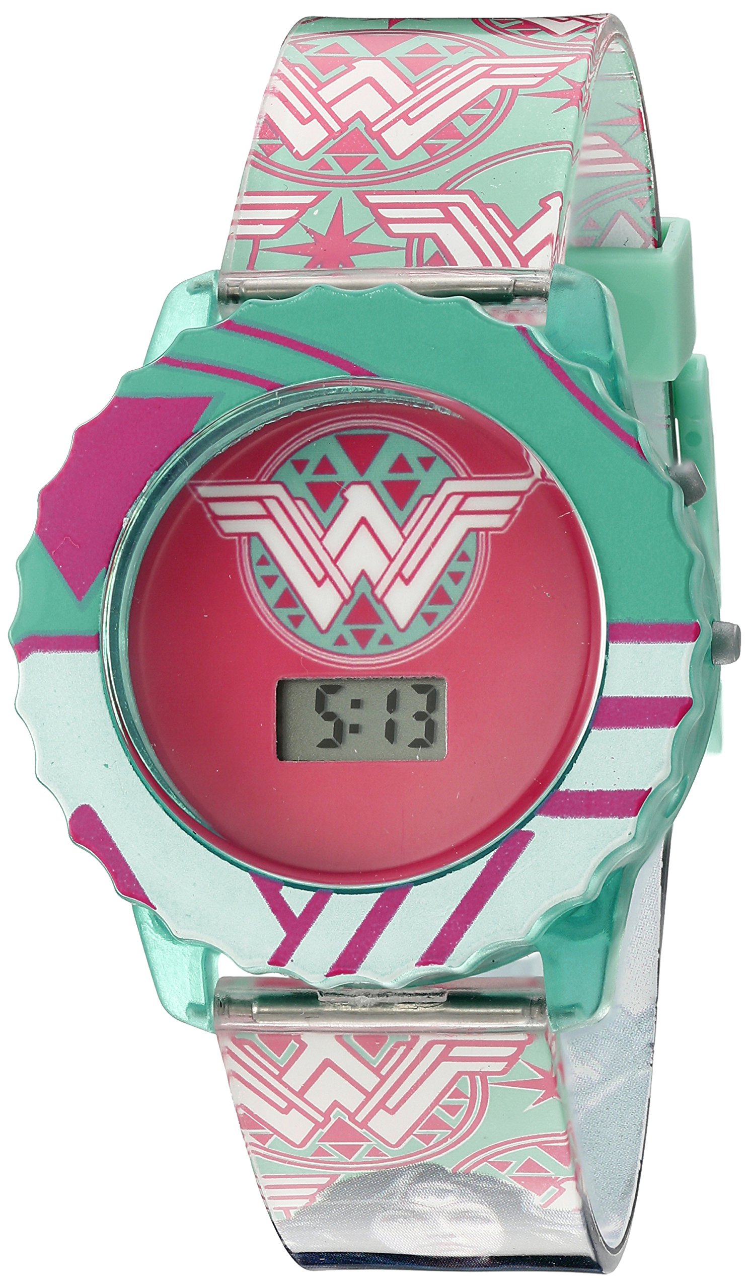 DC Comics Wonder Woman Girls Digital Watch with LED Lights - Teal Color (Model WOM4014) | Stylish Casual Watch for Kids, Perfect for School, Playtime & Superhero Fans