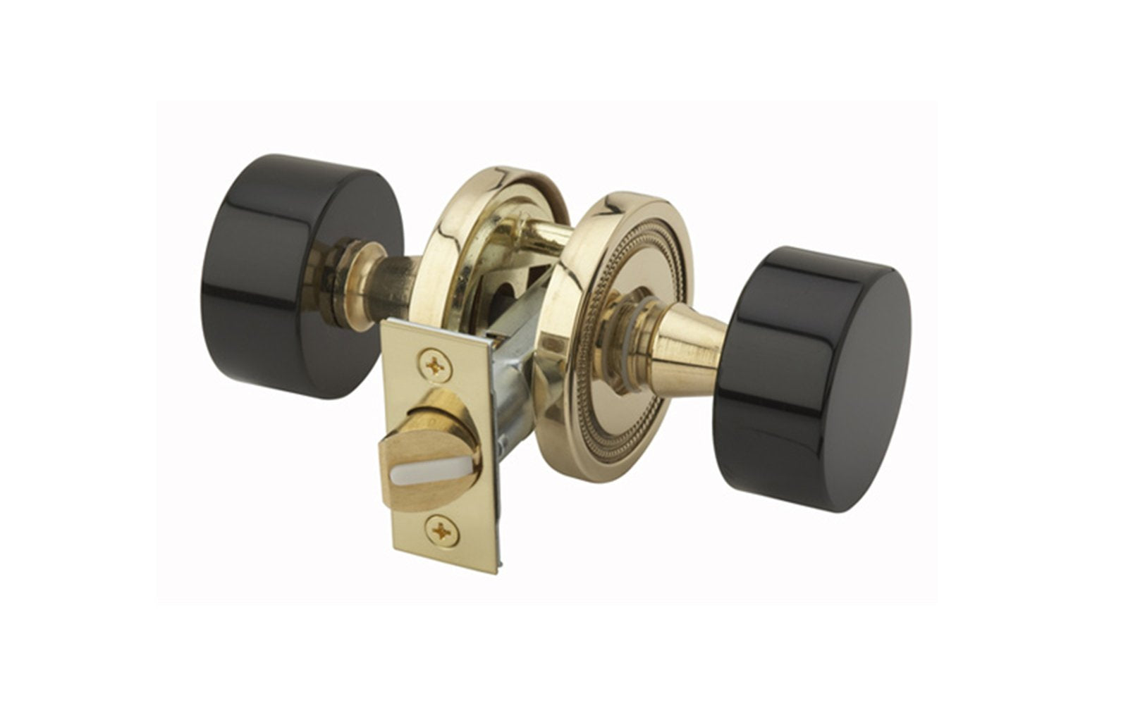 FRIENZE Black Onyx Door Knob Passage Set 5142 - Premium Interior Door Hardware for Bedroom, Bathroom & Closet (Satin Nickel Finish)
