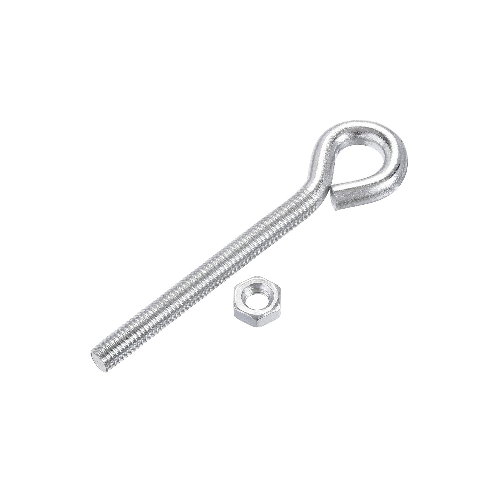 uxcell M6x60mm Eye Hooks Screws Bolts Kit - 5pcs Carbon Steel Hanger Eyelet Hooks with Hex Nuts for Metal Hook & Wood Terminal Ring Hooks - Perfect for Hanging Plants, Lights, and Heavy Duty Storage