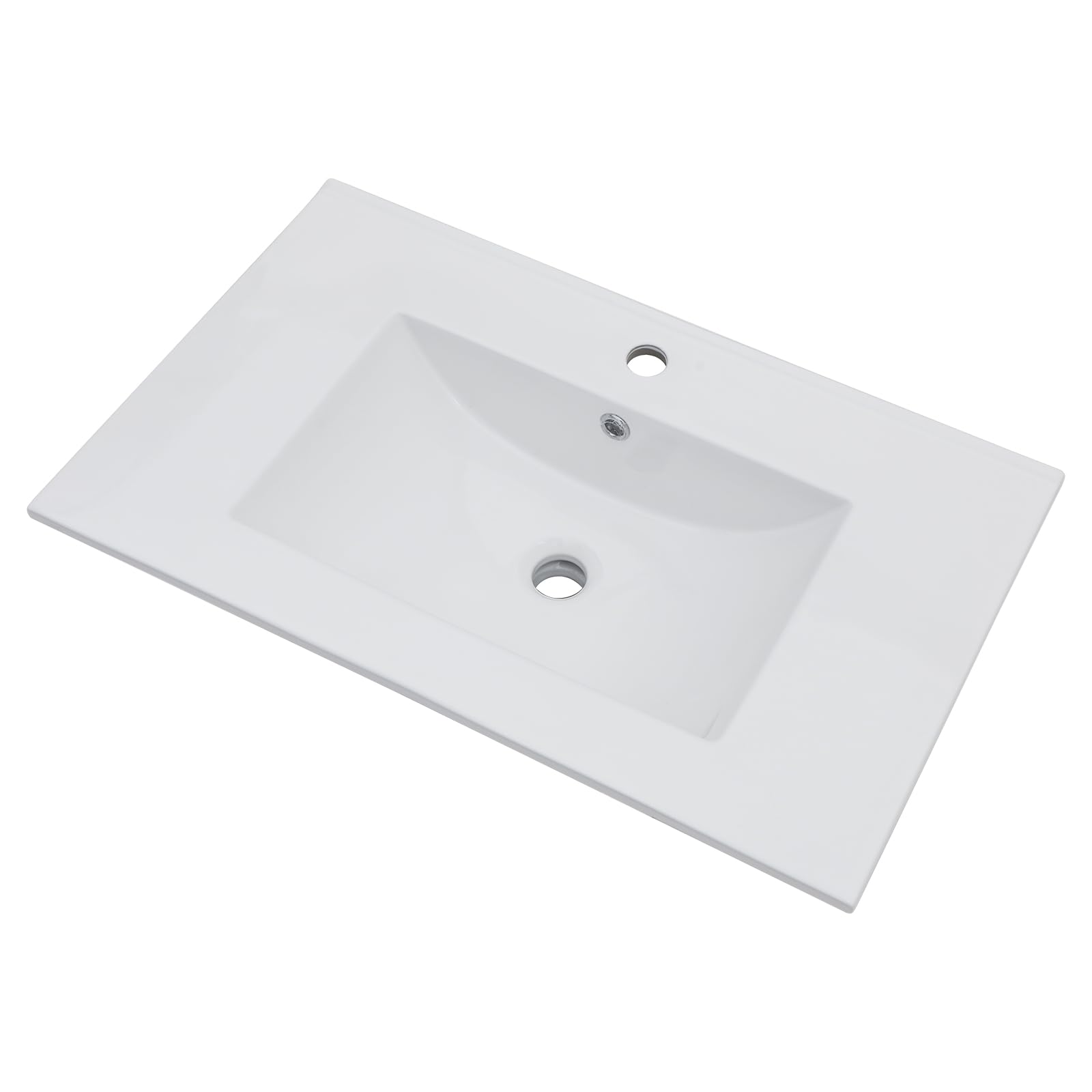 Lordear White Porcelain Ceramic Drop-In Bathroom Sink - 30 x 18 Inch Single Hole Vanity Top Basin for Modern Bathrooms | Perfect for Home Renovation & Guest Bathroom Upgrades