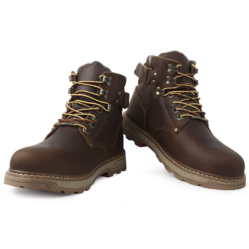Men's Waterproof Hiking Boots with Wool Lining - Anti-Slip Outdoor Work Boots for Winter Trekking & Camping