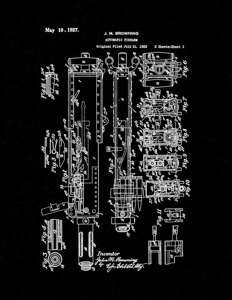 Vintage M2 Browning .50 BMG Machine Gun Patent Print - 5