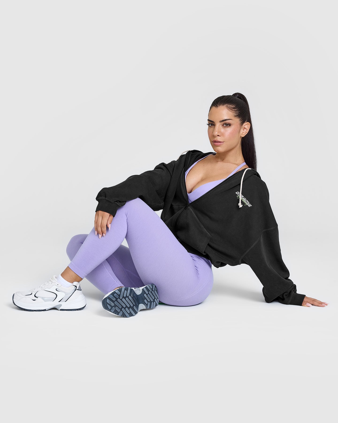 Raw Lounge Oversized Zip Through Hoodie with Graphic Print | Washed Black | Cozy Streetwear for Men & Women | Perfect for Casual Outings & Lounging at Home