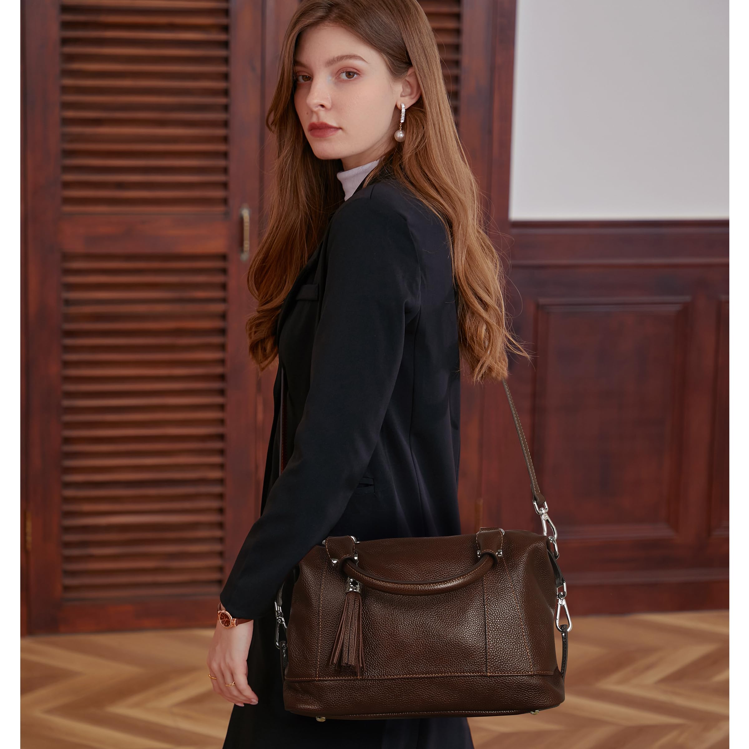 Stylish HESHE Leather Purses & Handbags for Women - Shoulder Tote, Crossbody, Satchel & Top Handle Bags - Perfect for Work, Travel & Everyday Use