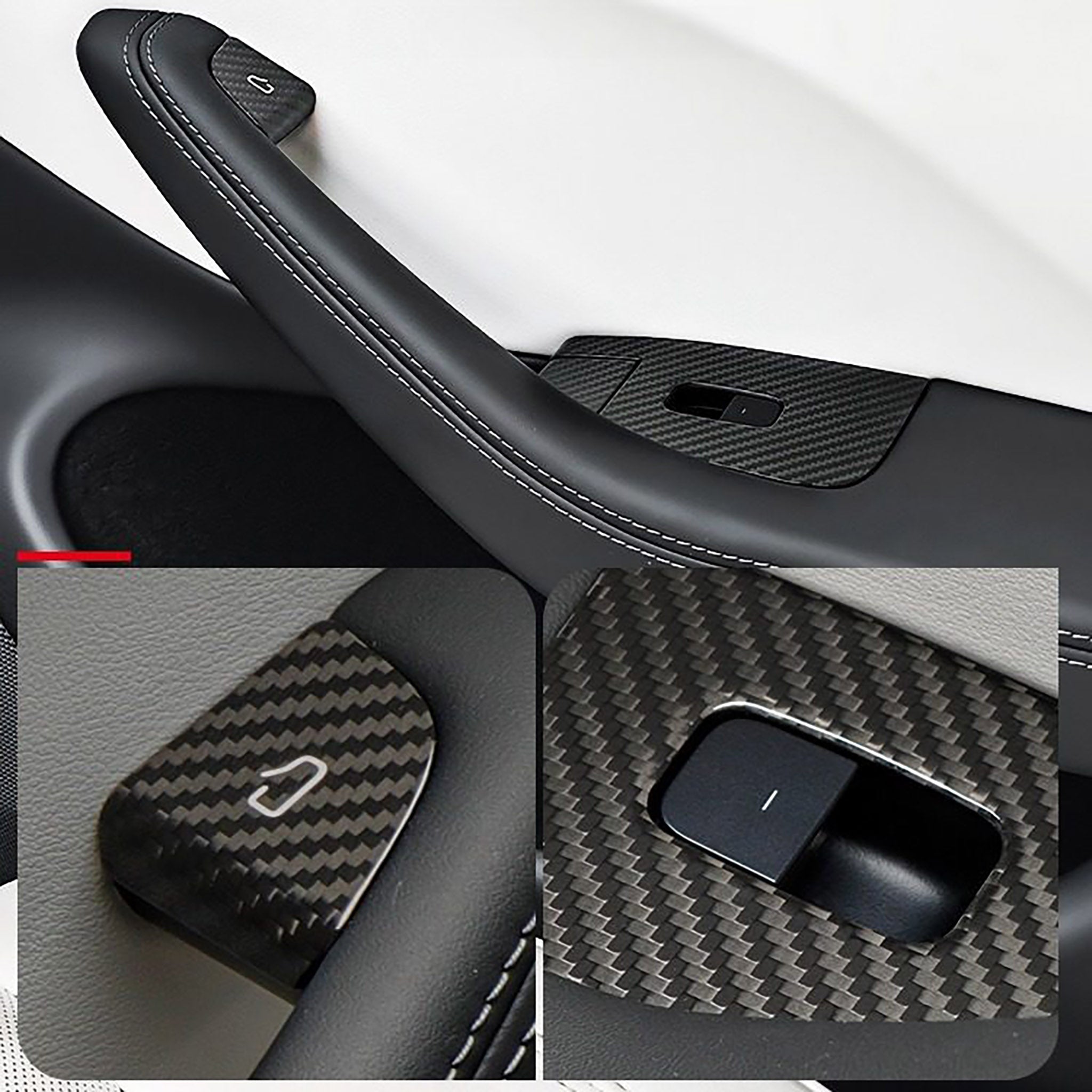 Premium Real Carbon Fiber Window Switch Trim Cover for Tesla Model 3 & Y (2024+ Highland RHD/LHD) - Interior Upgrade & Luxury Car Accessory for Enhanced Style & Protection