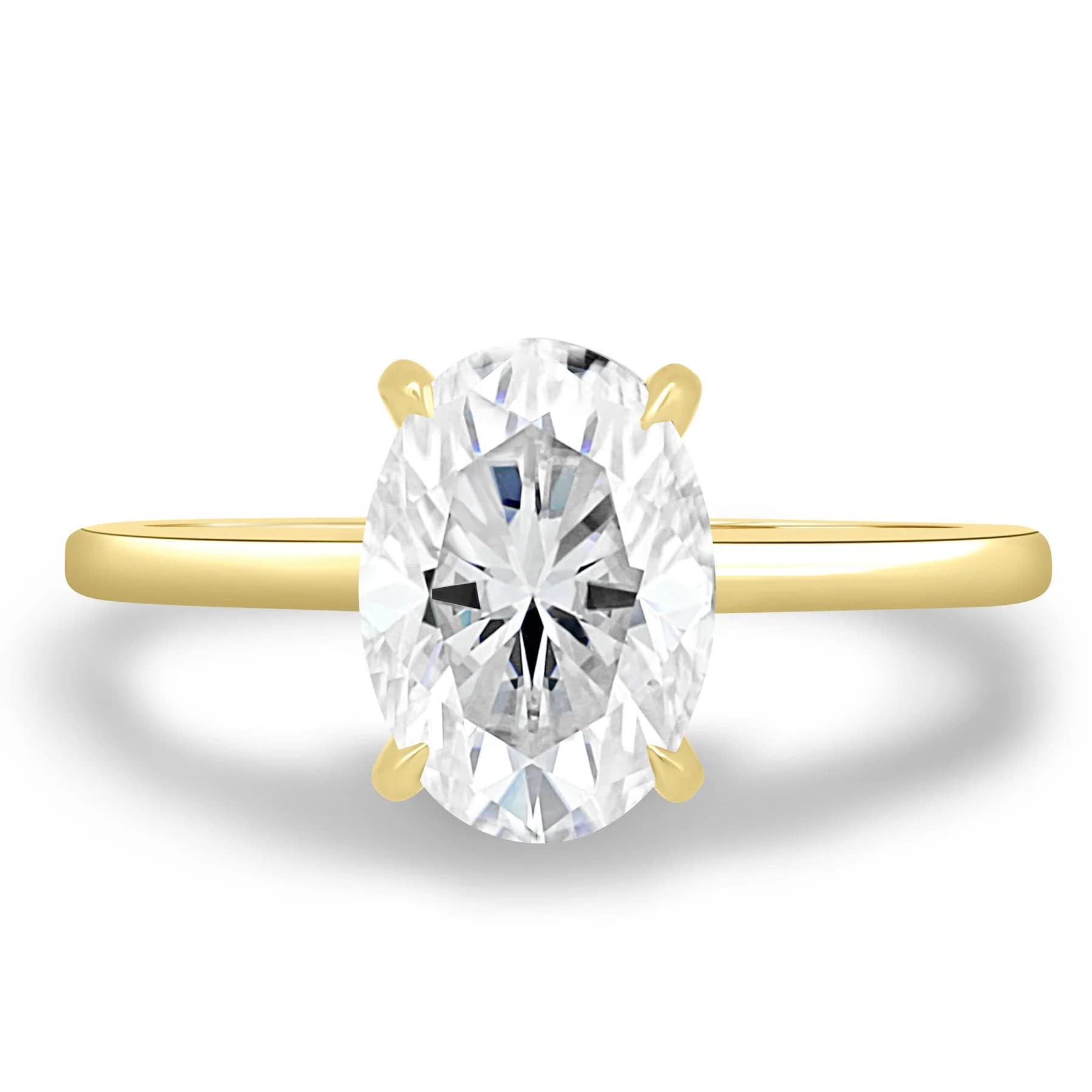 10K 14K 18K Solid Gold & 925 Silver Moissanite Engagement Rings for Women | 2 CT Oval Cut Diamond Wedding Bridal Ring Set | Solitaire Hidden Halo Anniversary Promise Gift (Yellow Gold, 10K) - Perfect for Proposals, Weddings & Special Occasions