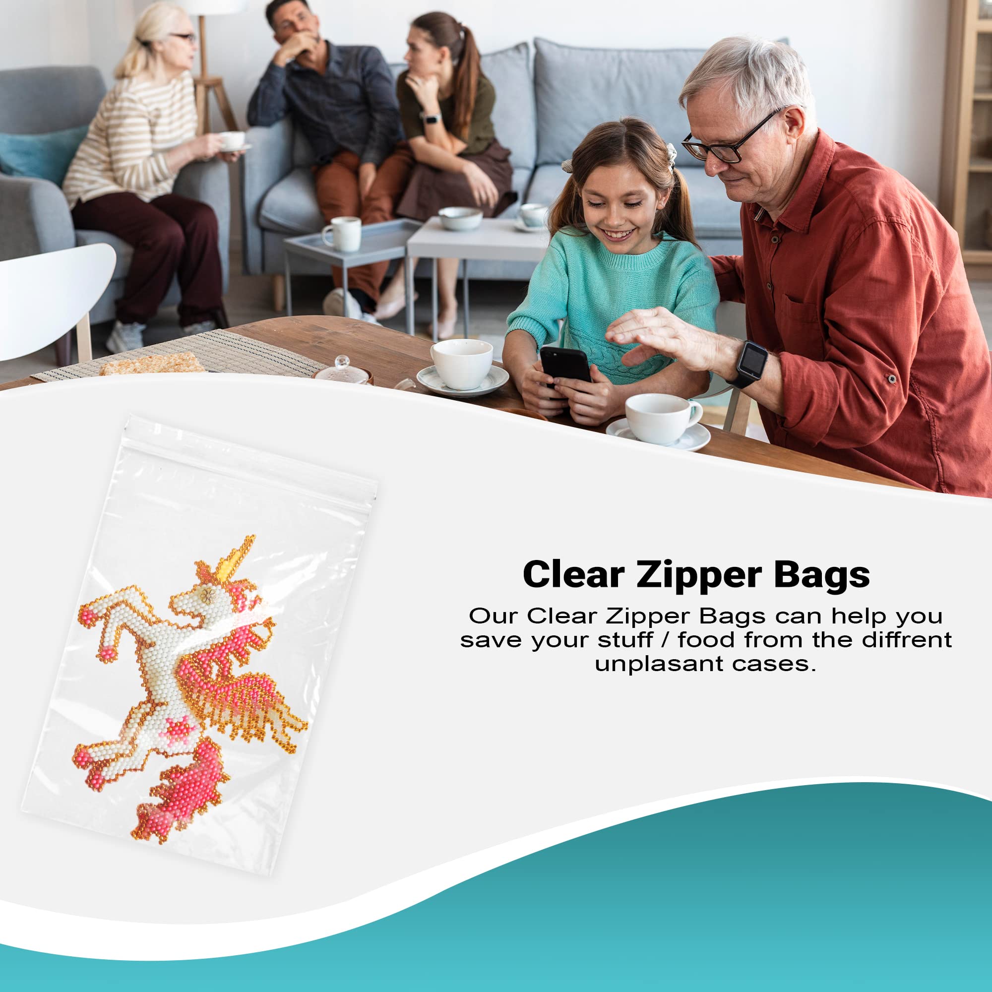APQ 1000 Pack Clear Zipper Bags - 2 Mil Thick Resealable Plastic Storage Bags with Seal Top - 10 Size Variety for Shipping, Organizing & Food Storage | Perfect for Crafts, Jewelry, Snacks & Small Parts Organization