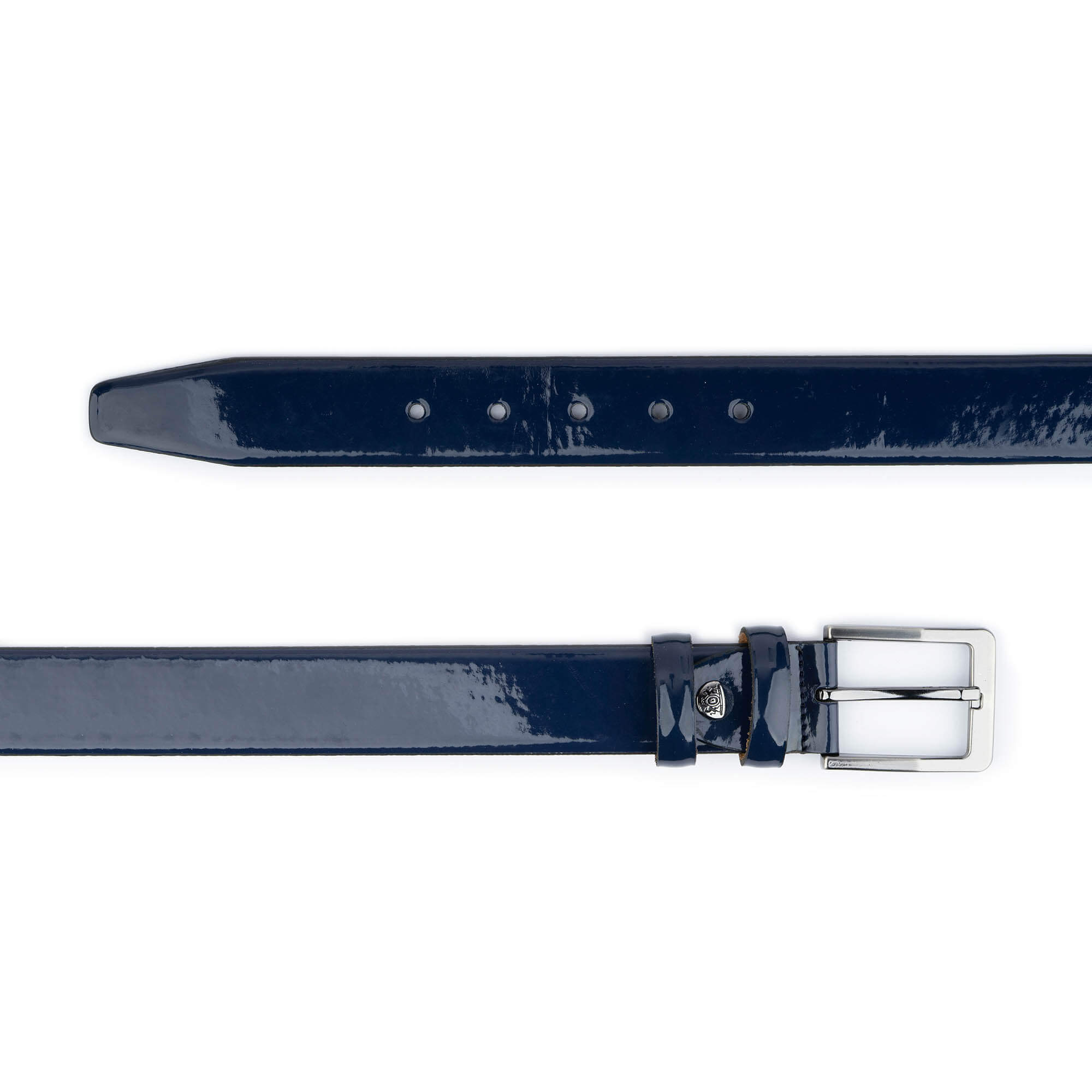 Premium Men's Blue Patent Leather Dress Belt - 3.5 cm Width for Formal Wear & Business Attire | Stylish Accessory for Office, Weddings & Special Occasions