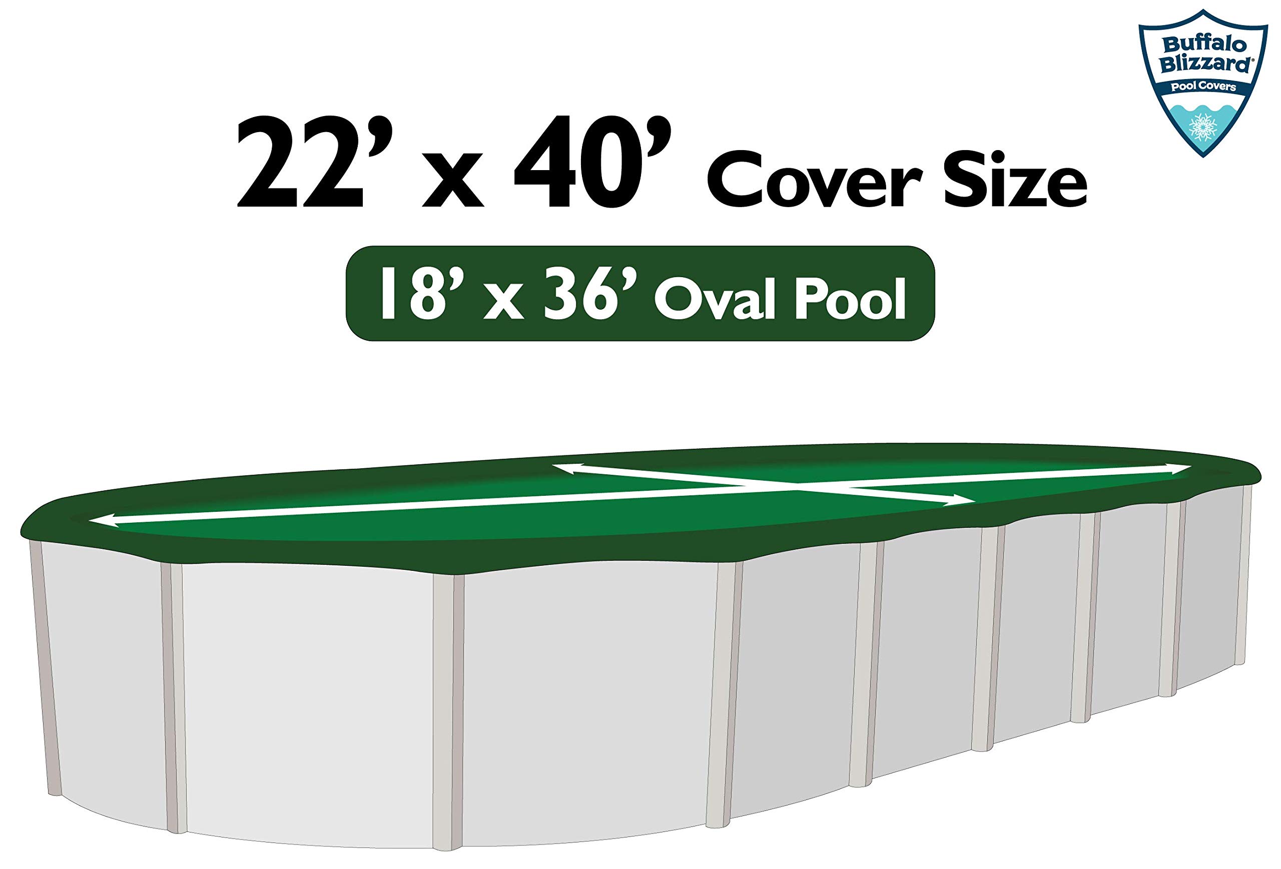 Buffalo Blizzard 18x36 ft Oval Above Ground Pool Cover - Heavy Duty Reversible Winter Cover (Green/Black) with UV Protection | Shields from Debris & Extreme Weather | Perfect for Winter Storage & Seasonal Pool Protection