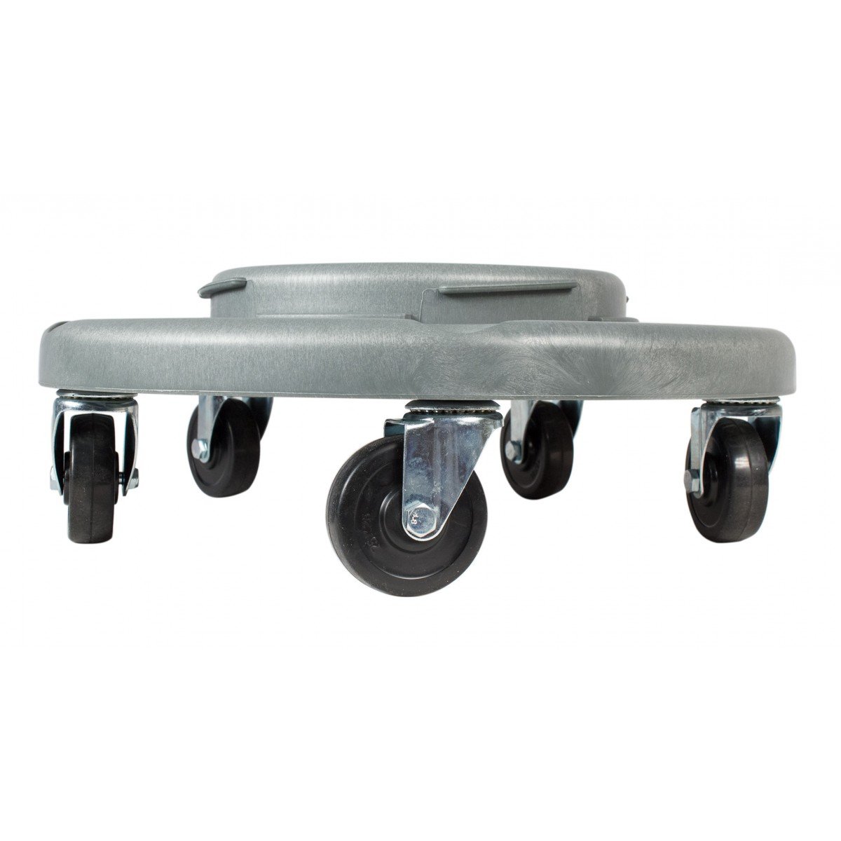 5-Wheel Heavy Duty Dolly for Round Trash Can - Light Grey - Easy Rolling Garbage Bin Mover for Home, Office & Outdoor Use