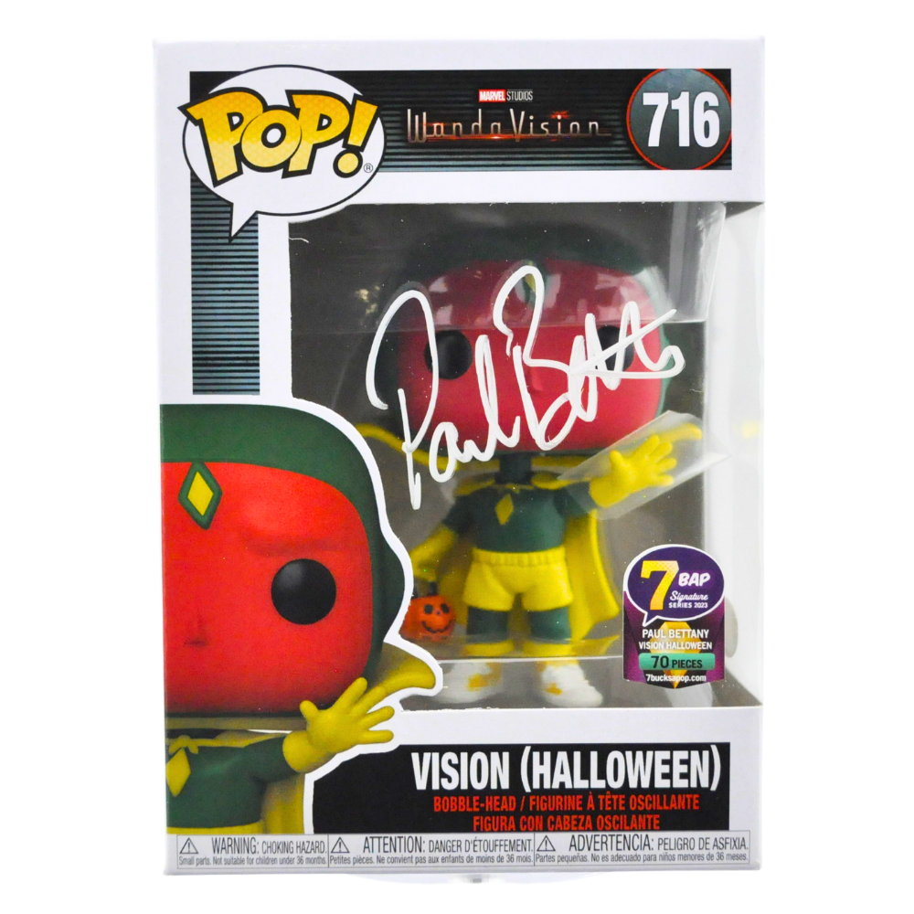 Paul Bettany Signed Pop Vinyl Figure - Vision (Halloween Edition) Limited 70/70 - Collectible Marvel Autograph for Display & Gifting