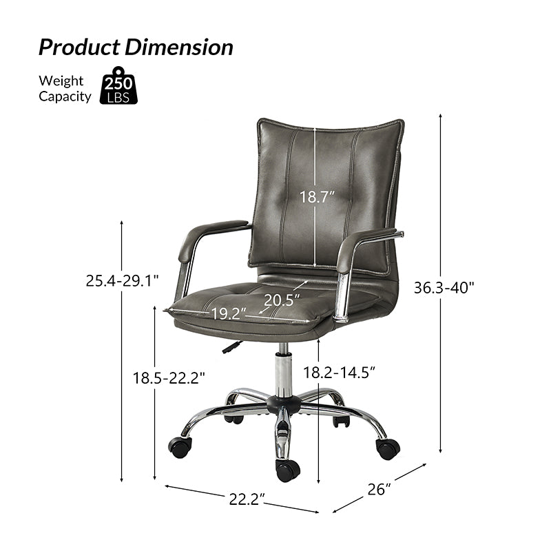 Ergonomic Doug Task Chair with Padded Arms - Adjustable Office Chair for Home & Work - Comfortable Desk Chair with Lumbar Support for Long Hours Sitting