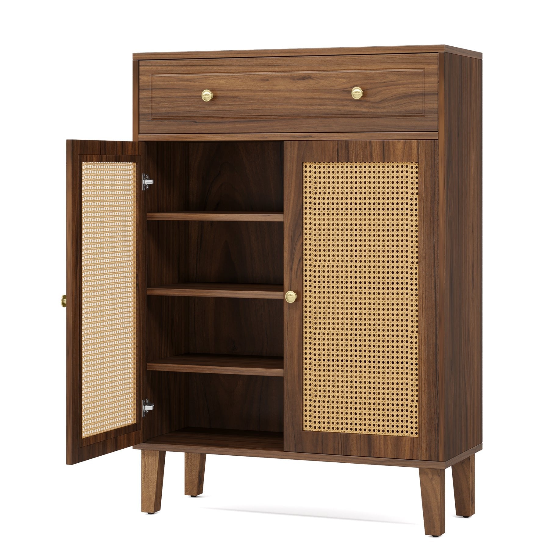 Solid Wood Storage Cabinet Sideboard with Adjustable Shelves & Drawer - Modern Farmhouse Furniture for Dining Room, Living Room, or Entryway Organization