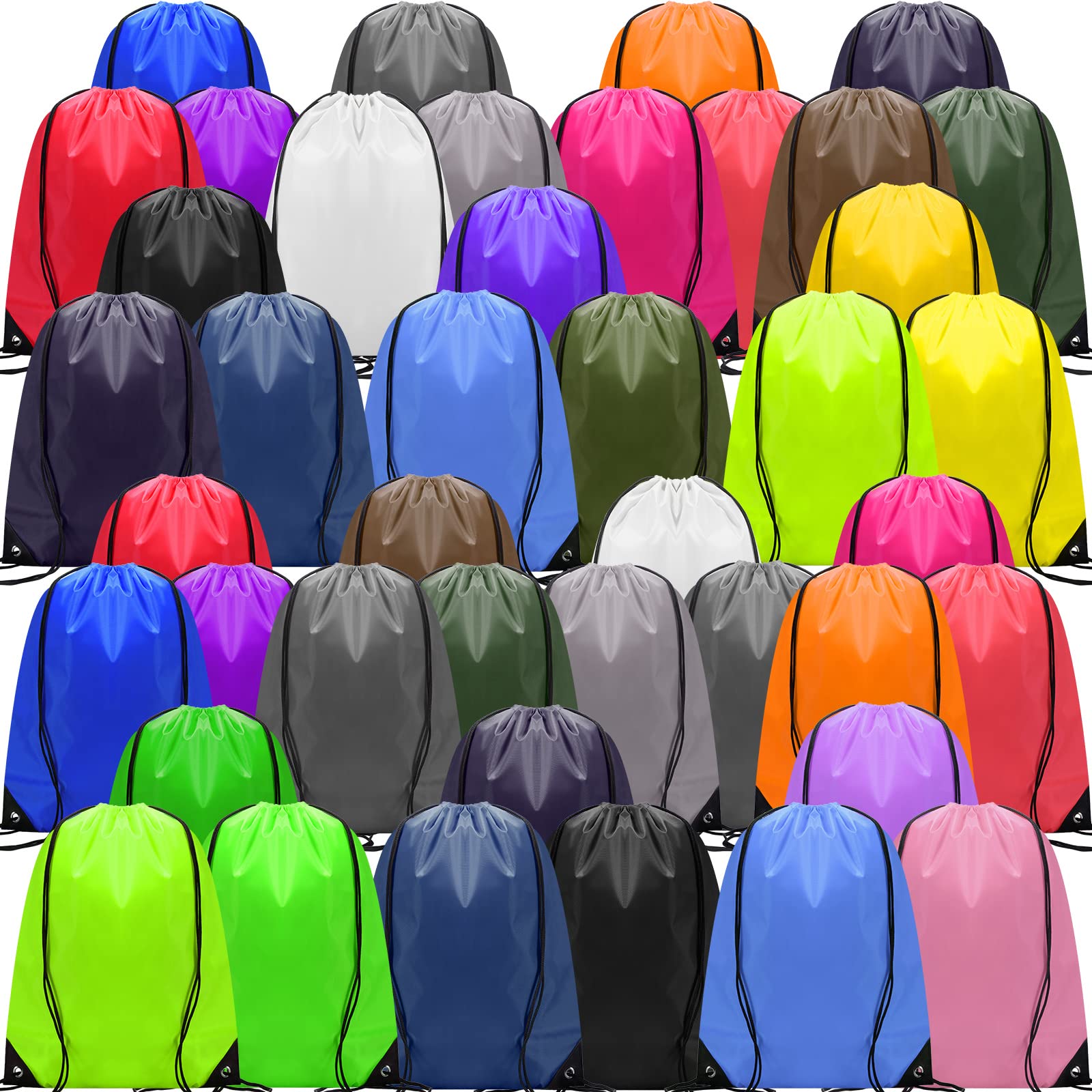 Shappy 100 Pack Drawstring Backpacks Bulk - Durable Polyester Sports Gym Bags for Men, Women & Kids - 25 Color Options - Perfect for School, Travel, Sports Events & Party Favors